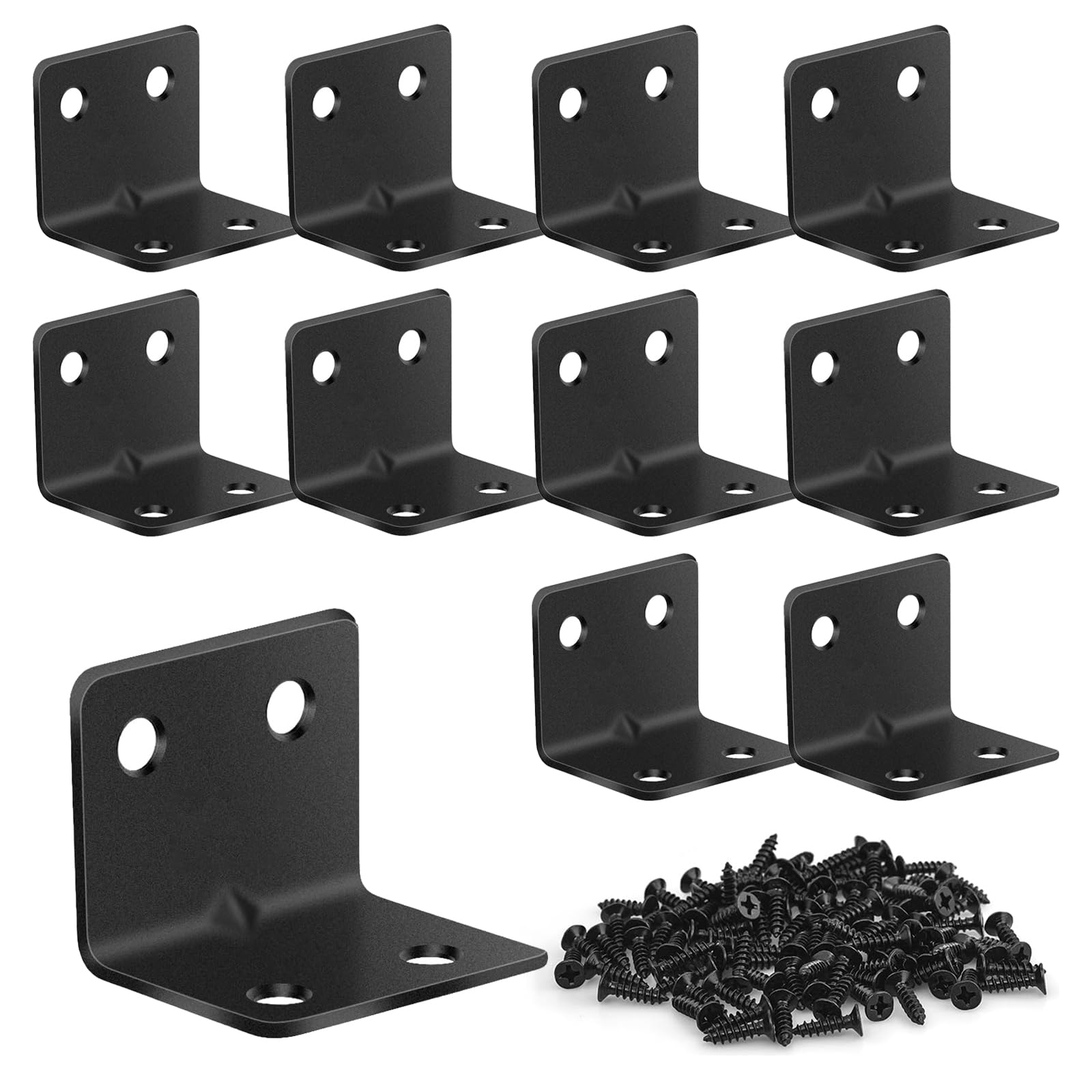 Wavanta 10Pcs Black Angle Brackets 30 x 30 x 40mm