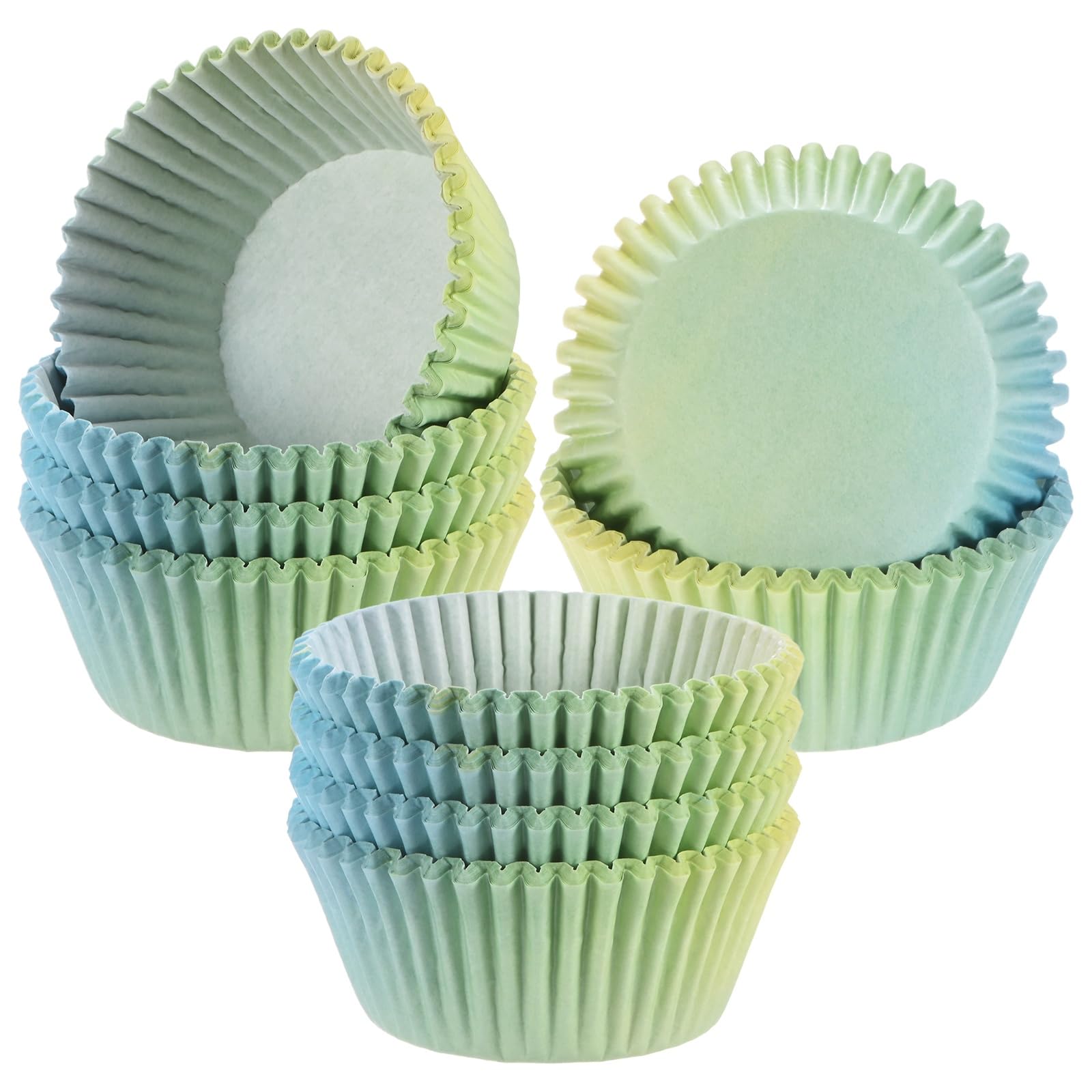 M METERXITY 200-Pack Standard Cupcake Liners for Baking, Greaseproof Cupcake Wrappers for Wedding/Birthday/Party/Christmas[Blue-Yellow Gradient]