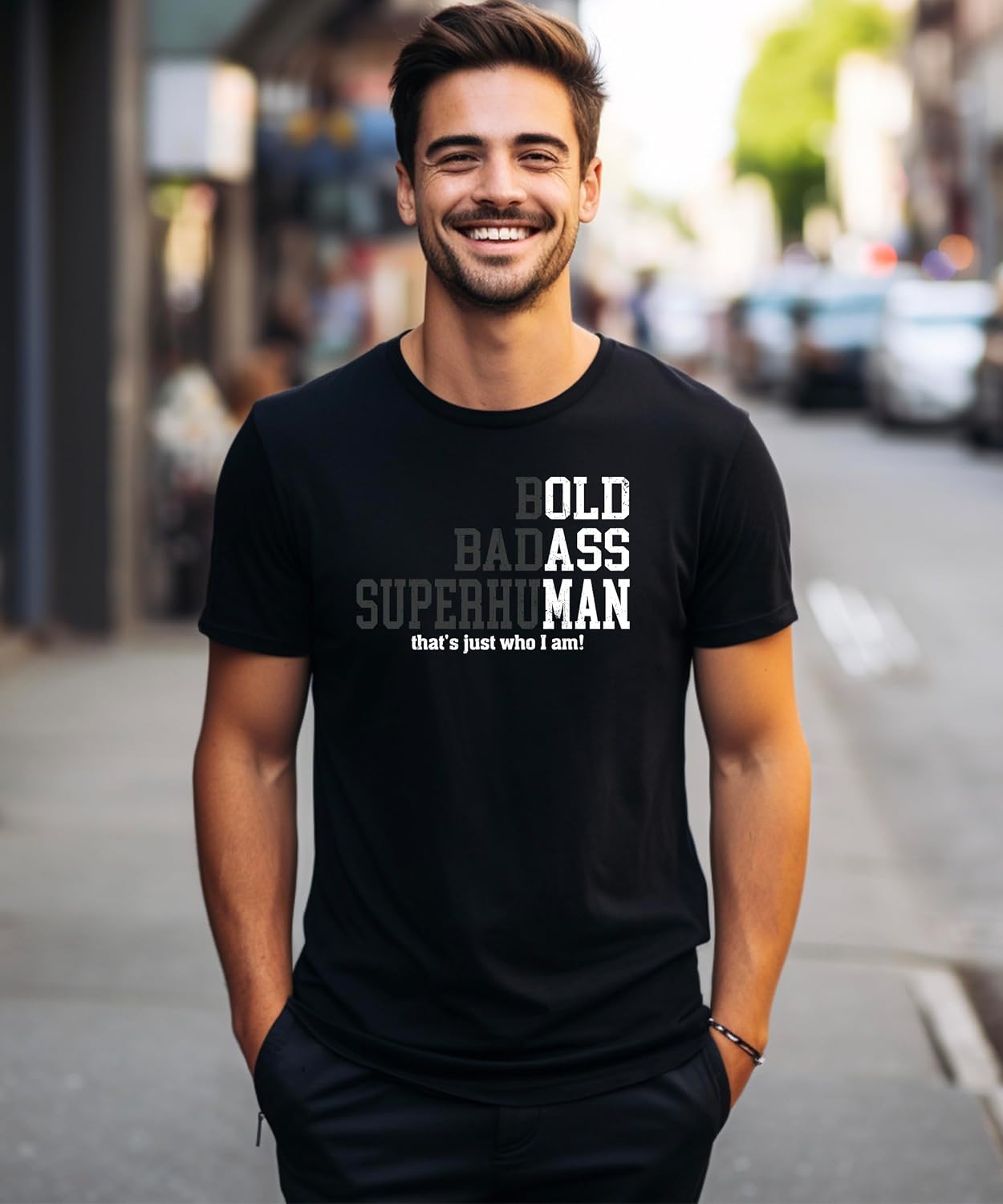 Bold, Badass, Super Human T-Shirt for Men Funny Old Ass Man Graphic Tee