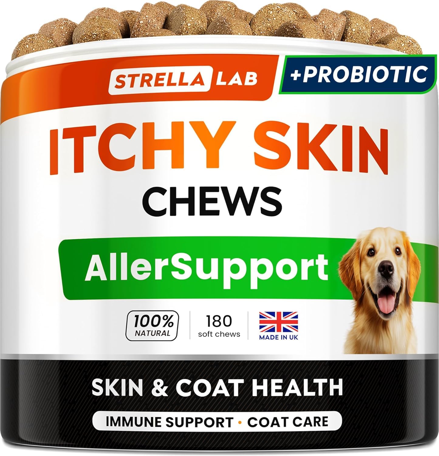 Itch & Allergy Support Chews for Dogs w/Omega 3 Fish Oil -Immune Supplement