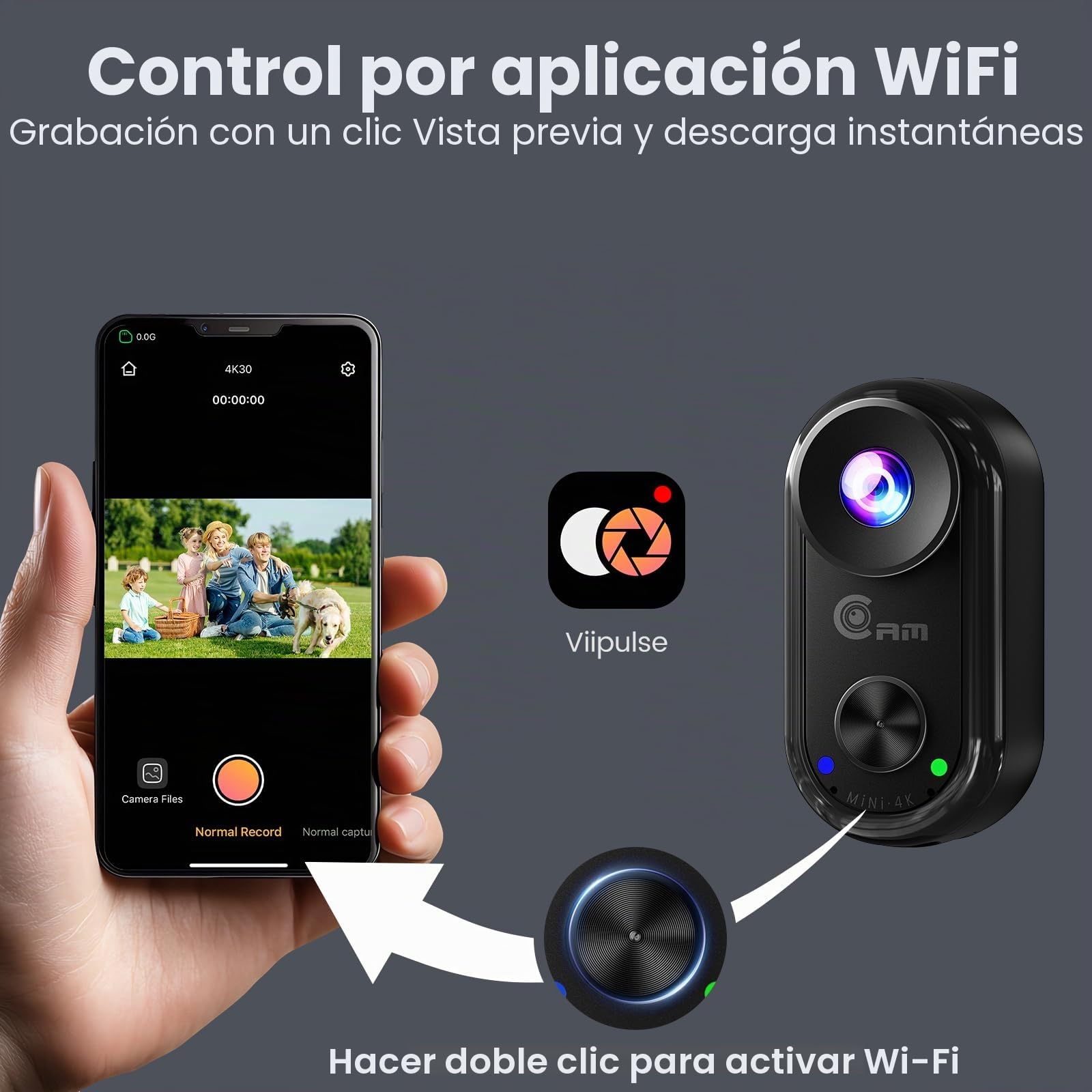 4K Mini Cámara de acción: Cámara Magnética con WiFi, cámara POV Wearable Estabilización, Cámara Deportiva para Vlogs con grabación Manos Libres, Ideal para Moto, Viajes, Mascotas y Casco