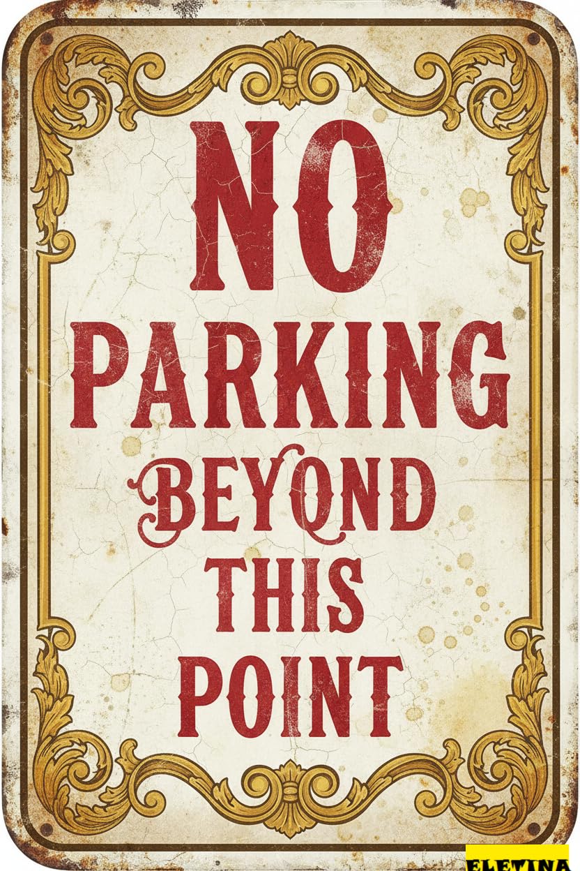 No Parking Beyond This Point Metal Security Warning Sign Driveway Road Street Parking Lot Business Decor 8x12in