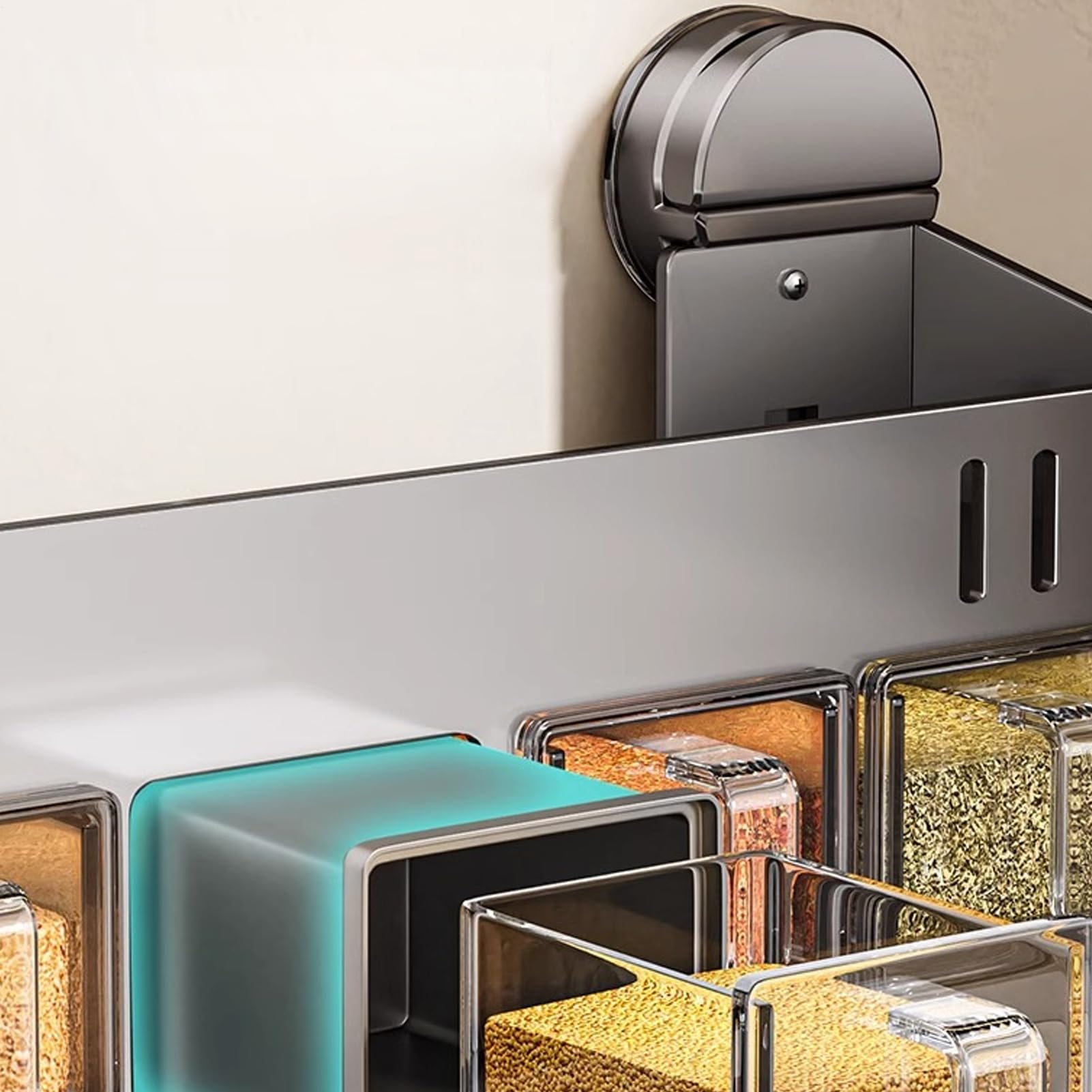 Portaspezie, supporto da parete per spezie, di organizzazione a ventosa, da cucina, portaspezie da parete per bicchieri e bottiglie | Ripiano Risparmio Spazio Senza Fori per Spezie su Piano Cucina e Mobile