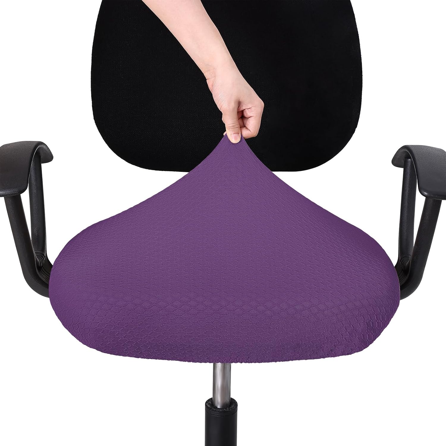 Smiry Stretch Jacquard Office Computer Chair Seat Covers, Removable Washable Anti-dust Desk Chair Seat Cushion Protectors - Purple thumbnail