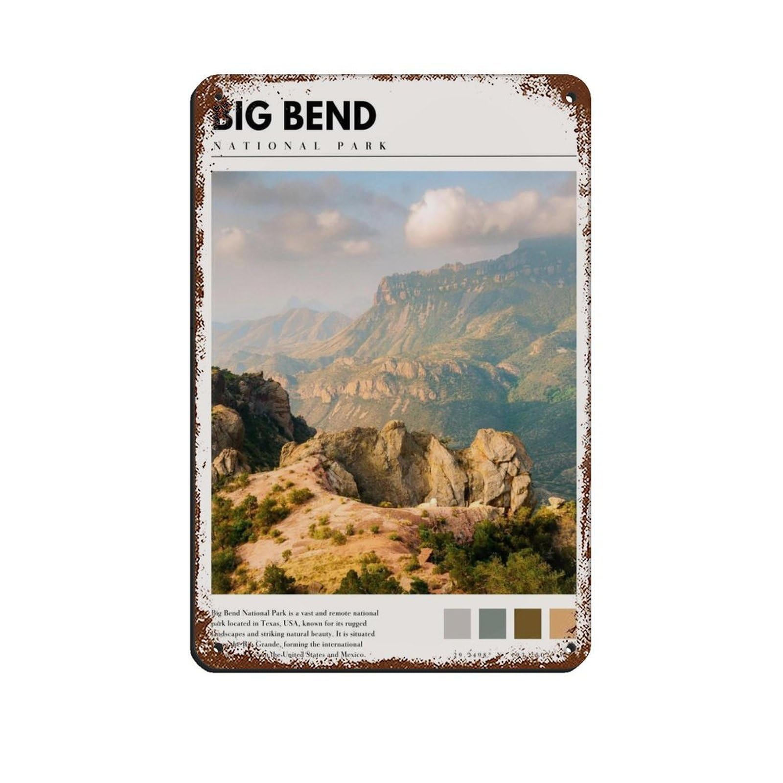 Big Bend Art Big Ben National Park Poster Tin Sign Vintage Metal Pub Club Cafe Bar Home Wall Art Decoration Poster Retro 8x12inch(20x30cm)