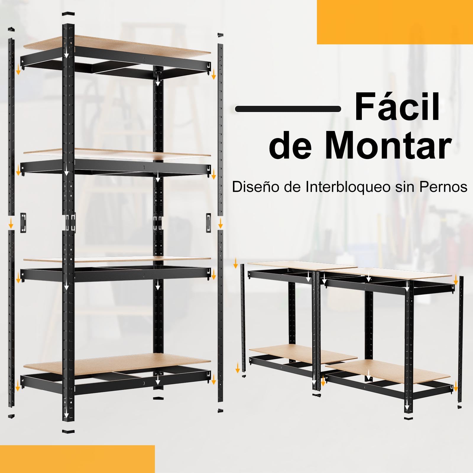 COSTWAY Estante de Almacenamiento para Garaje de Metal y MDF de 4 Niveles Estantería Pesado 80 x 40 x 160 cm Estante Servicio de Taller (Negro)