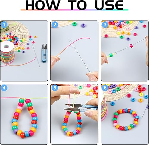 Miniatura 5 de FIVEIZERO Colorida cuerda elástica de 0.039 in, 1 rollo328.1 ft, cuerda elástica de arco iris para pulseras, collares, fabricación de joyas con