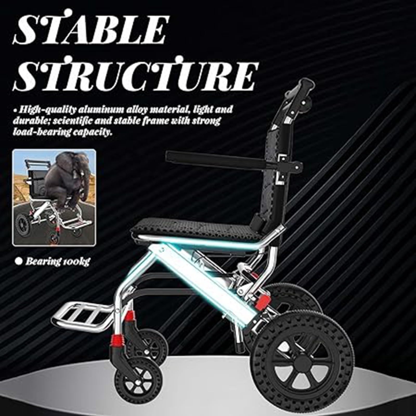 Silla De Ruedas Ligera Plegable, Sillas De Ruedas De Aluminio Para Adultos, Niños Y Ancianos, Silla De Ruedas De Viaje Ultraligera Para El Hogar A