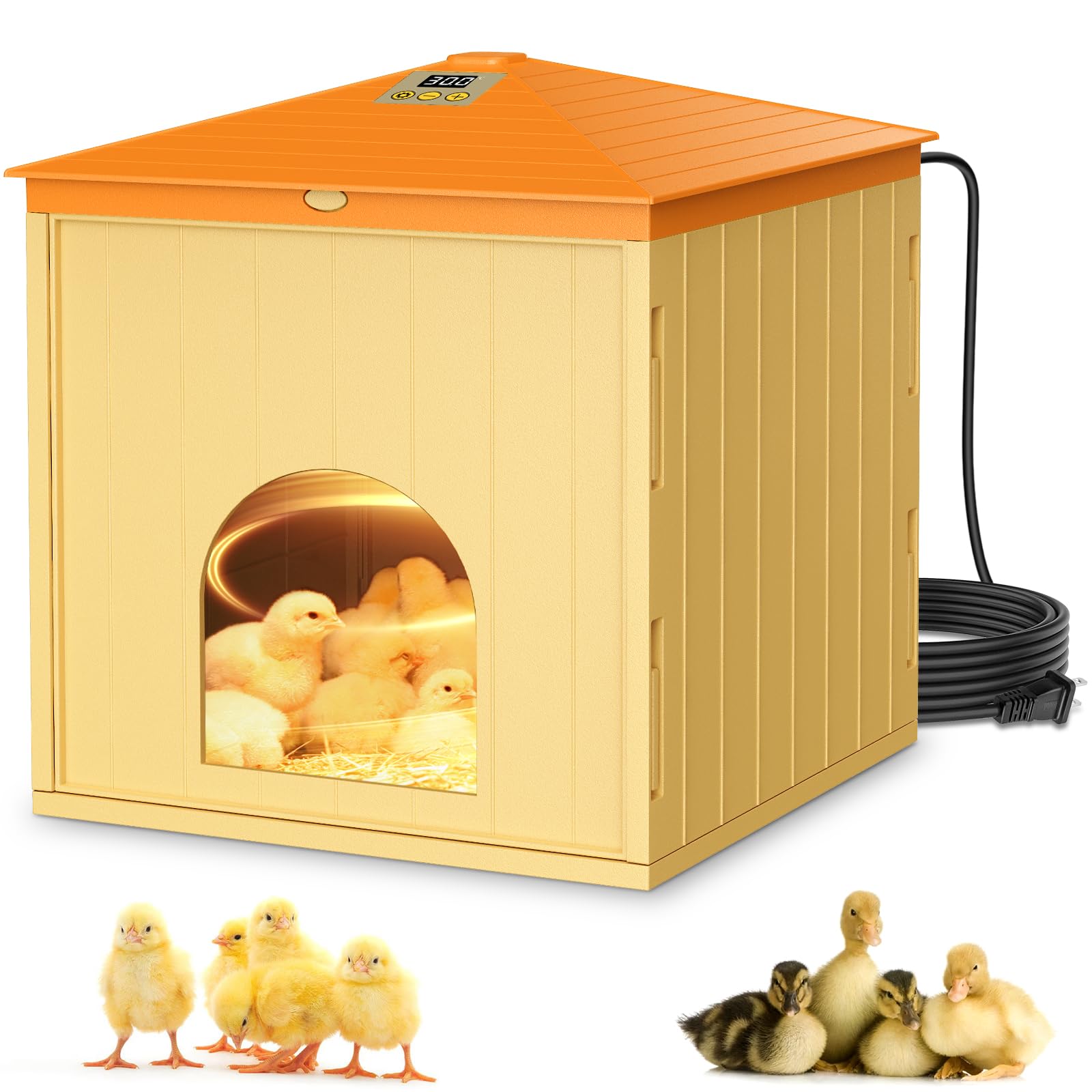 360°Calentador para Gallinero, 65W Calefacción Gallinero, Criadora de Pollitos, 10-52℃, para 15-20 Pollitos, para Pollos, Gatitos, Cachorros, Mascotas
