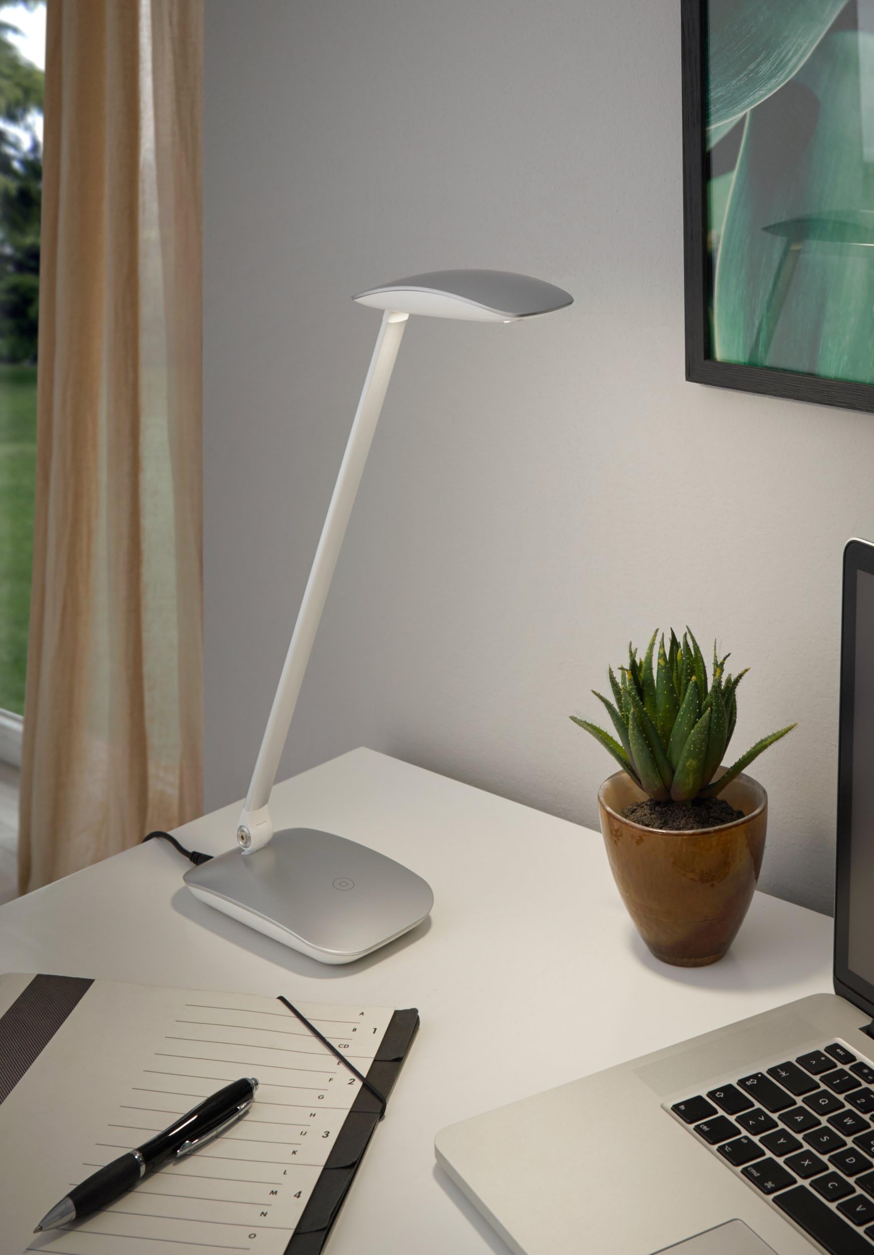 Eglo Lámpara de mesa LED Cajero, lámpara de escritorio de 1 luz con tacto