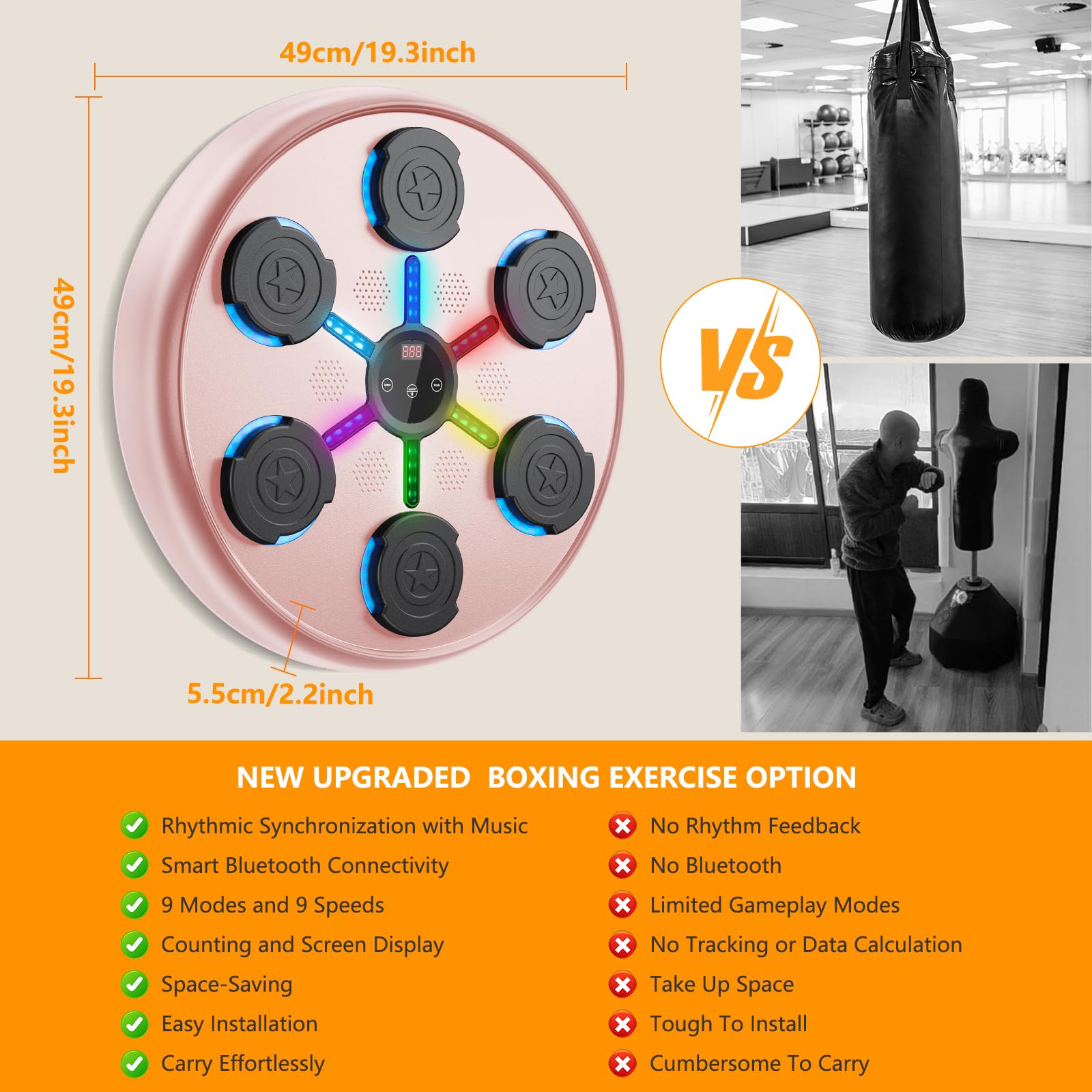 UUH New Intelligent - Professional Music Boxing Machine, Bluetooth Boxing Machine Wall Mounted Music Boxing Equipment, Boxing Music Workout Machine, Suitable For Adults And Children - View #11