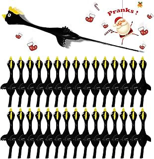 Slingshot Chicken Rubber Chicken Flick Chicken Flying Chicken Flingers Stress Gag Toys, Rubber Chicken Slingshot Funny Christmas Stuffers Easter Chicks Novelty Gifts for Kids (Black Yellow 30 Pcs)