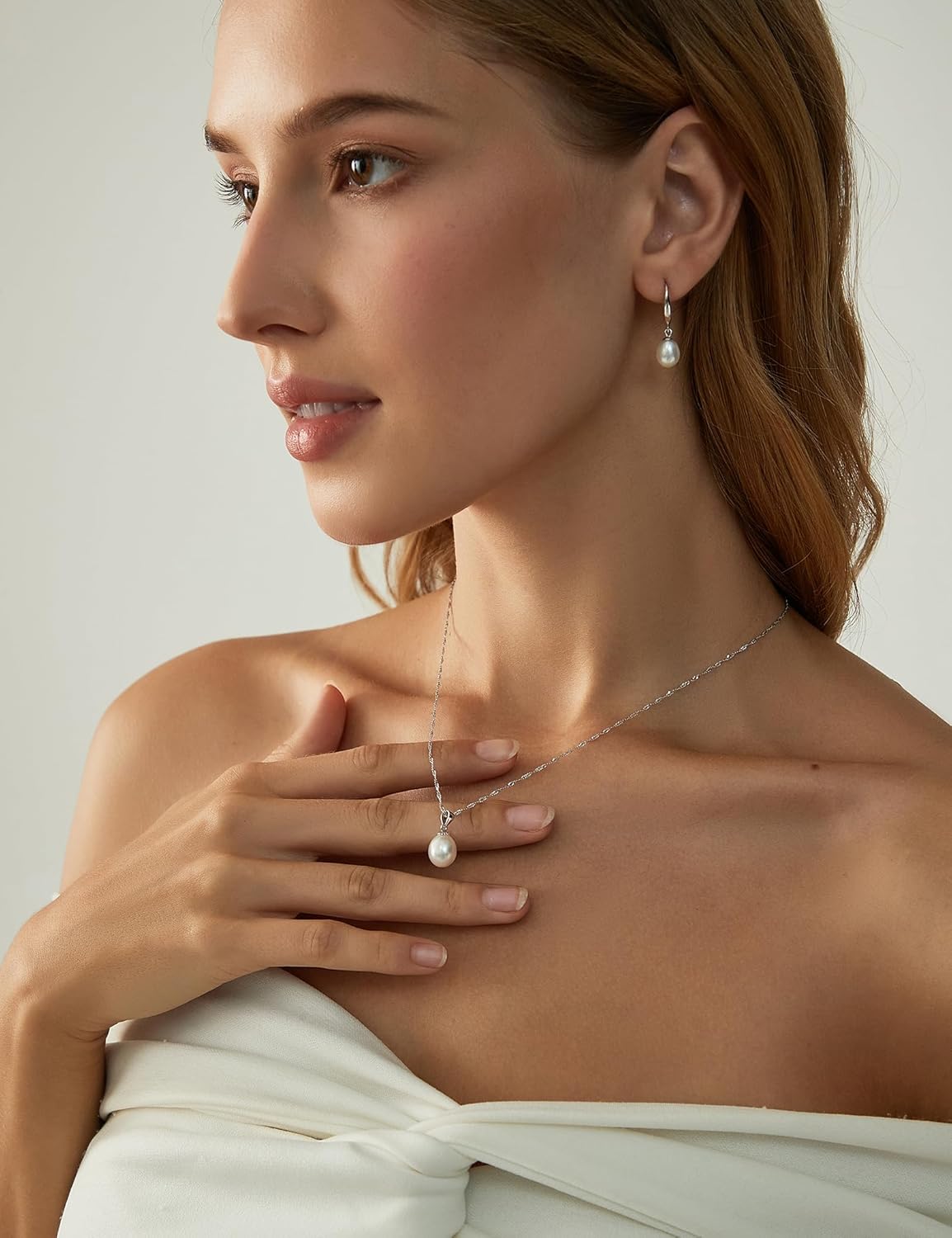 EAMTI Pearl Necklaces for Women Trendy 925 Sterling Silver Freshwater Cultured Single Pearl Necklace Dainty Pendant Necklace - Image 4