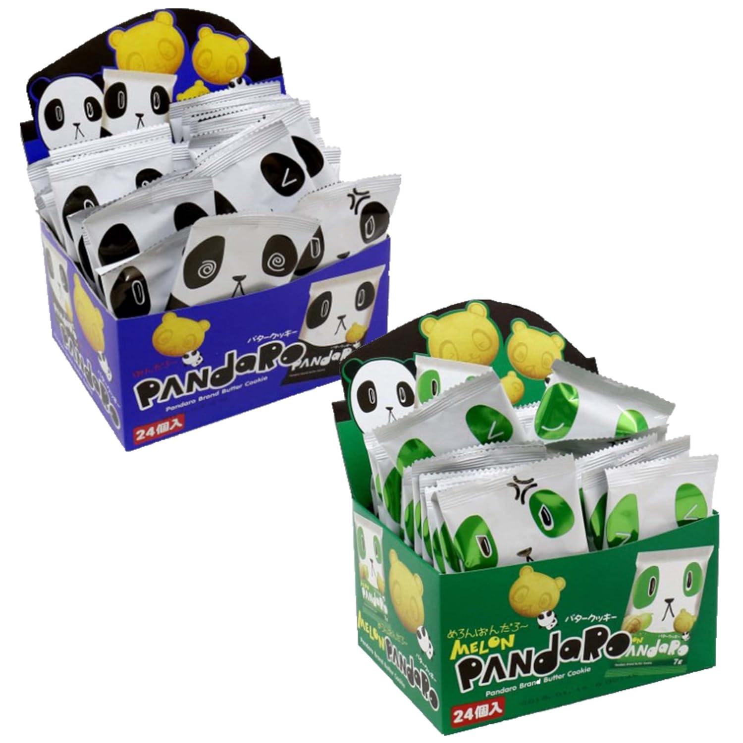 Pandaro 2 boxes of 24pcs Japanese Panda Shaped Butter-flavored and melon-flavored cookies Yaokin Pio big bazar