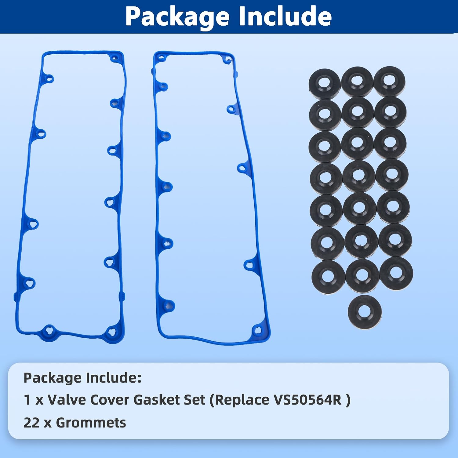 VS50564R Valve Cover Gasket Set Kit for Ford F150 E150 E250 Crown Victoria Expedition Explorer Mustang, Lincoln Town Car, Mercury Grand Marquis Mountaineer, Mobility Ventures VPG MV-1, 4.6L V8