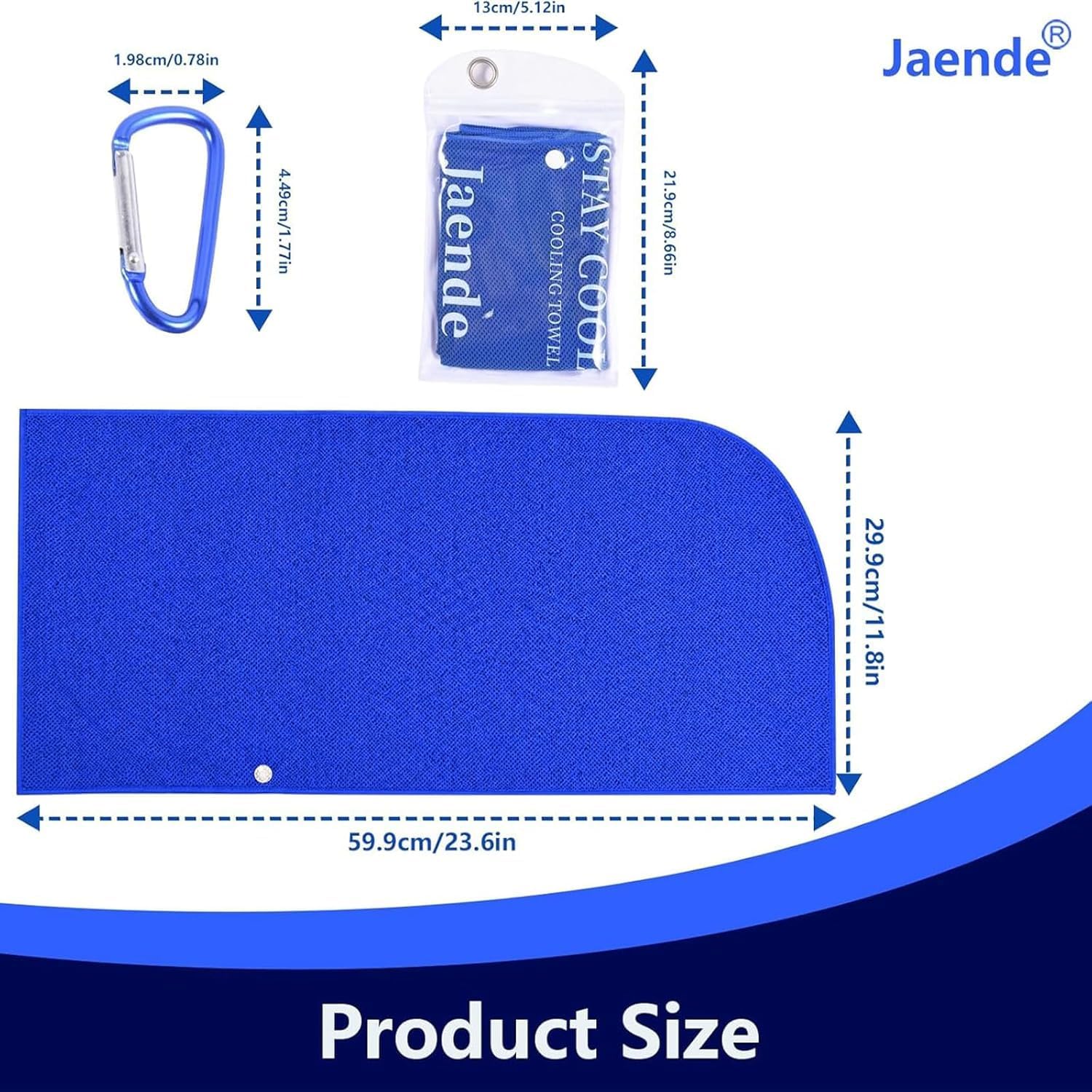 Jaende 2 Pack Cooling Hoodie Towel for Neck and Face, 23.6" x 11.8" | UPF 50+ Sun Protection Ice Towel, Instant Cooling Towels for Hot Weather, Perfect for Sports, Gym, Workout, Yoga, Running