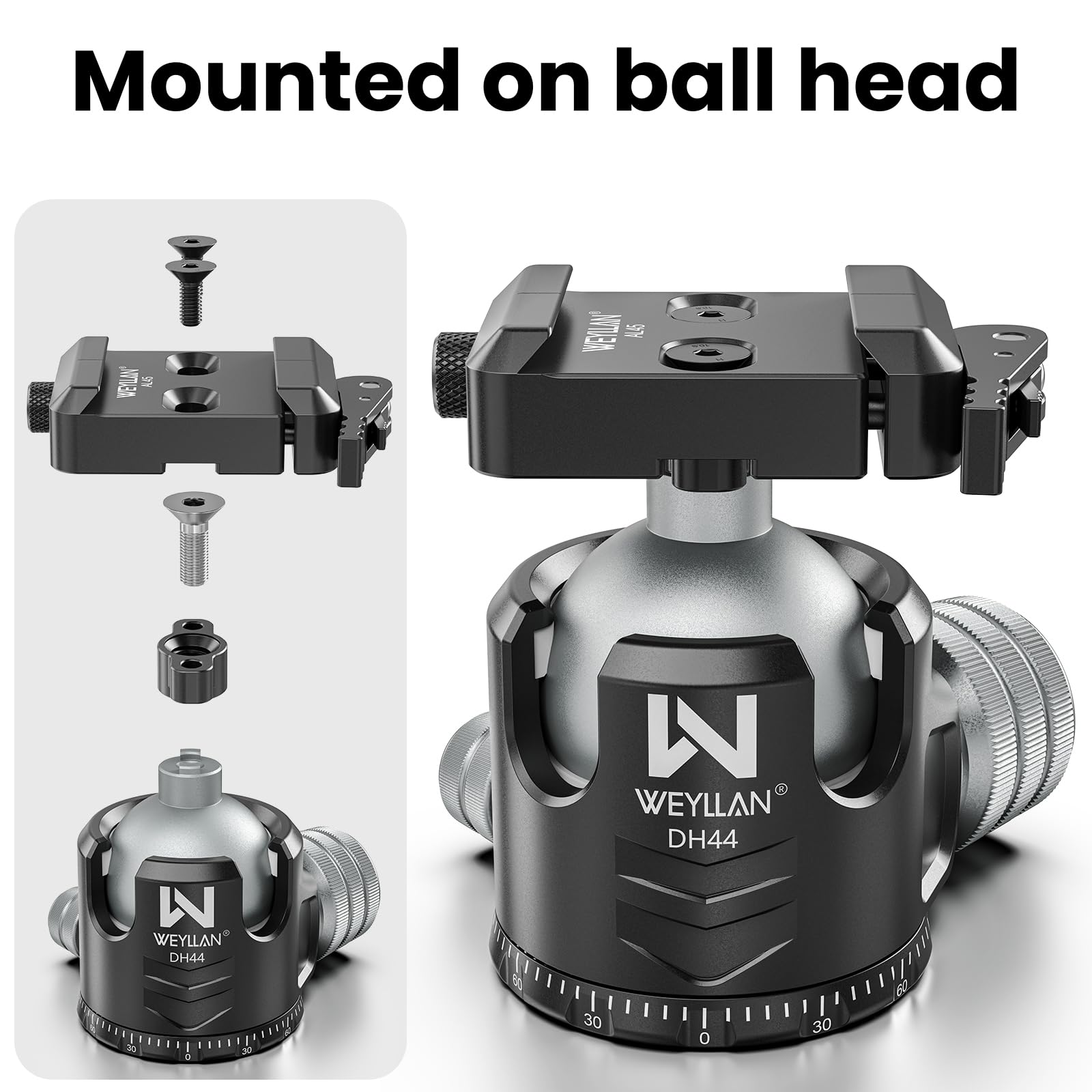 WEYLLAN AL45 Adattatore per Bipiede ARCA Rail con Rilascio a Leva | Supporto per Bipiede Harris & Atlas NC, Nero, Morsetto per Piastra a Sgancio Rapido, Adattatore Piastra Sgancio Rapido Arca