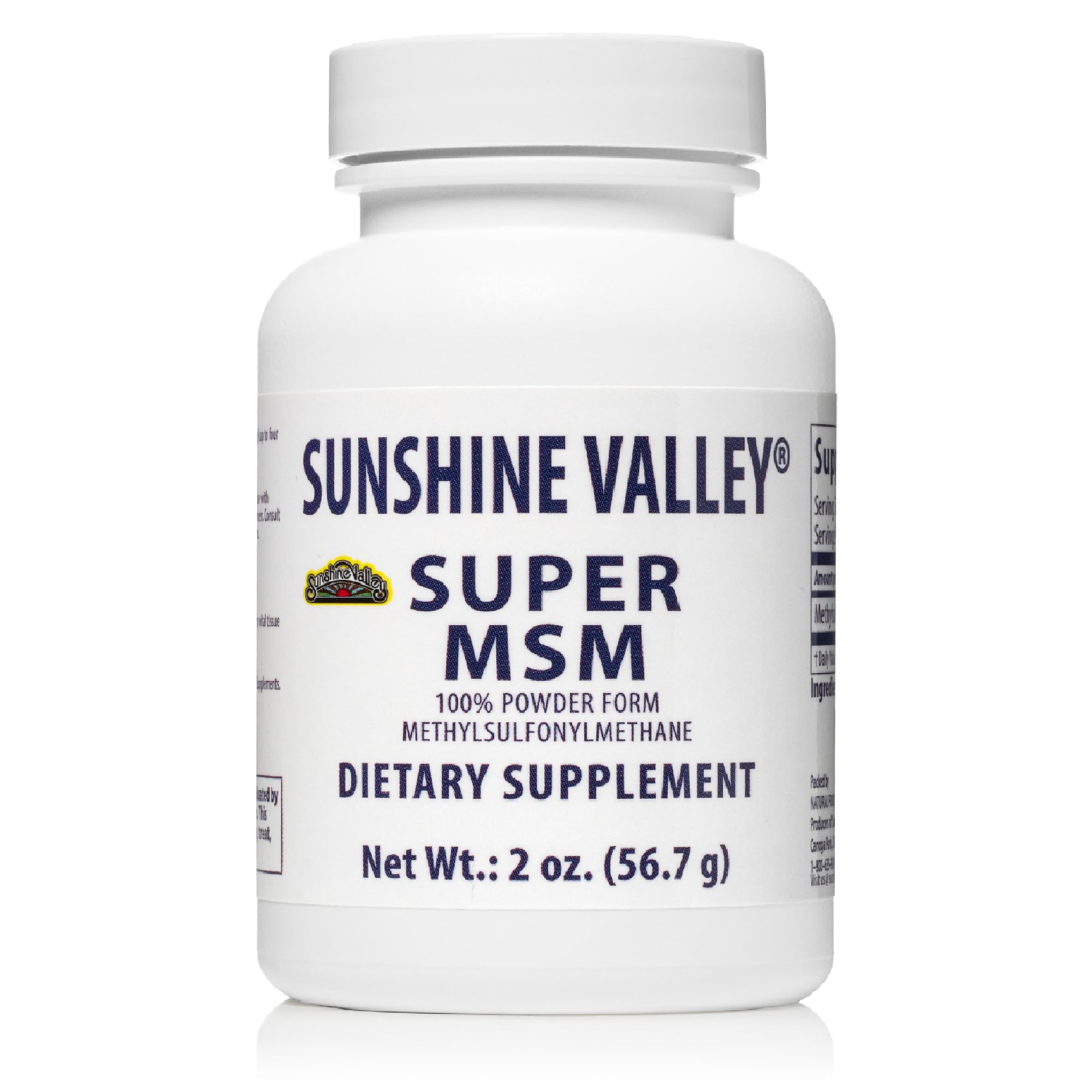 Sunshine Valley® MSM Powder Supplement – Methylsulfonylmethane Crystals, Unflavored – 100% Pure Dietary Supplement, 2 oz