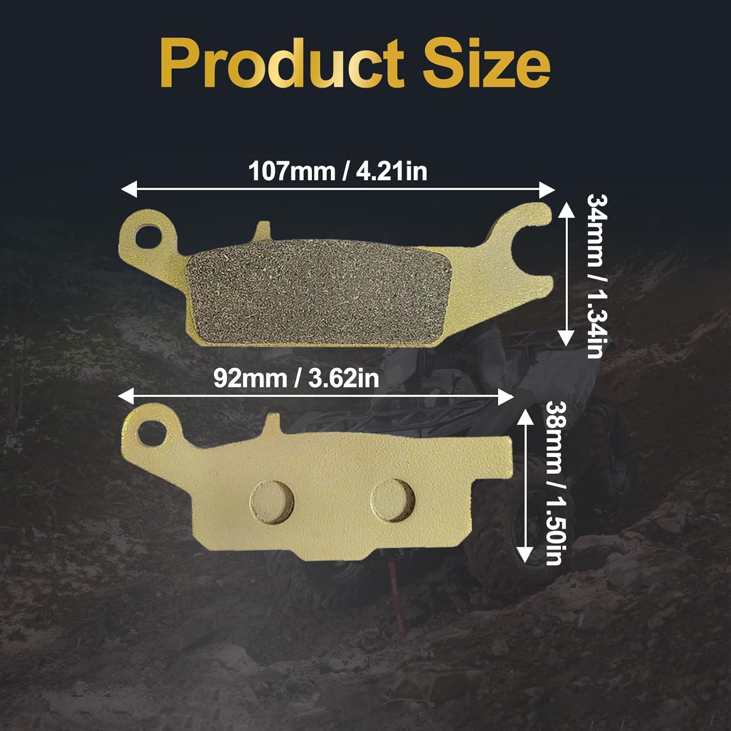 Front Rear Brake Pads Compatible with for Yamaha Grizzly 700 YFM700 2007 2008 2009 2010 2011 2012 2013 2014 2015 2016 2017 2018 2019 2020 2021 2022 Grizzly 550 YFM550 2009-2014 FA443 FA444 FA445 FA446