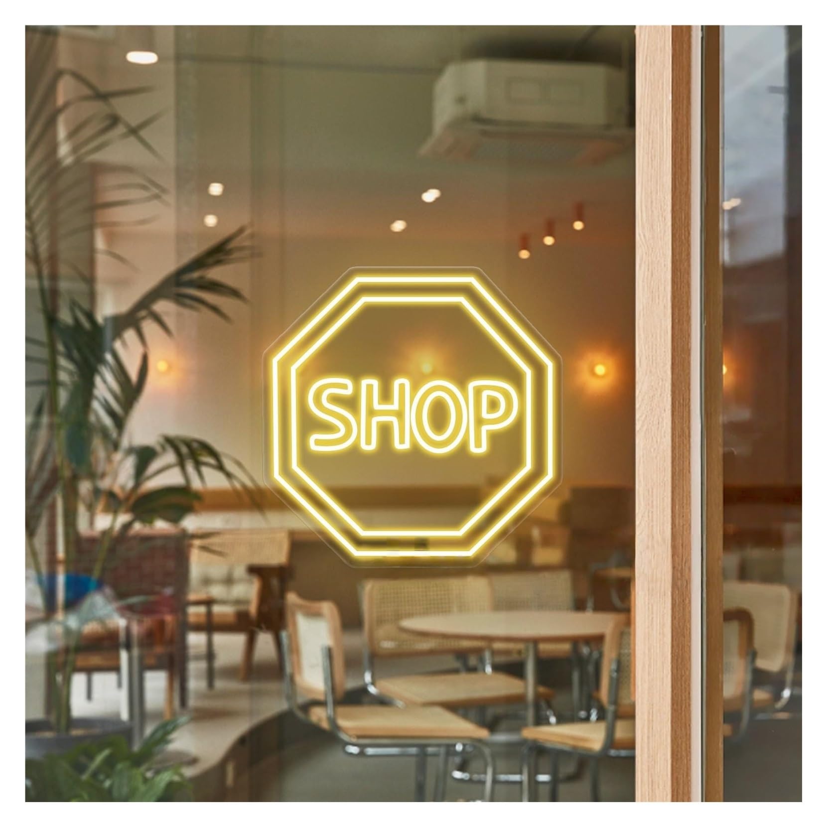 RONGCH Hanging Art Signs Octagon Shop Neon Sign,Suitable for Clothing Store Storefront Wall Decor with Dimmable 40cmx40cm(D)