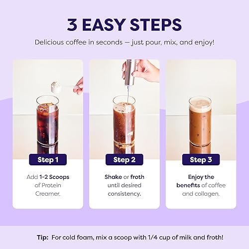 Miniatura 7 de Crema de café con proteína de crema dulce - Colágeno de ternera alimentada con pasto - Soporte para cabello, piel y uñas, MCTs que aumentan la