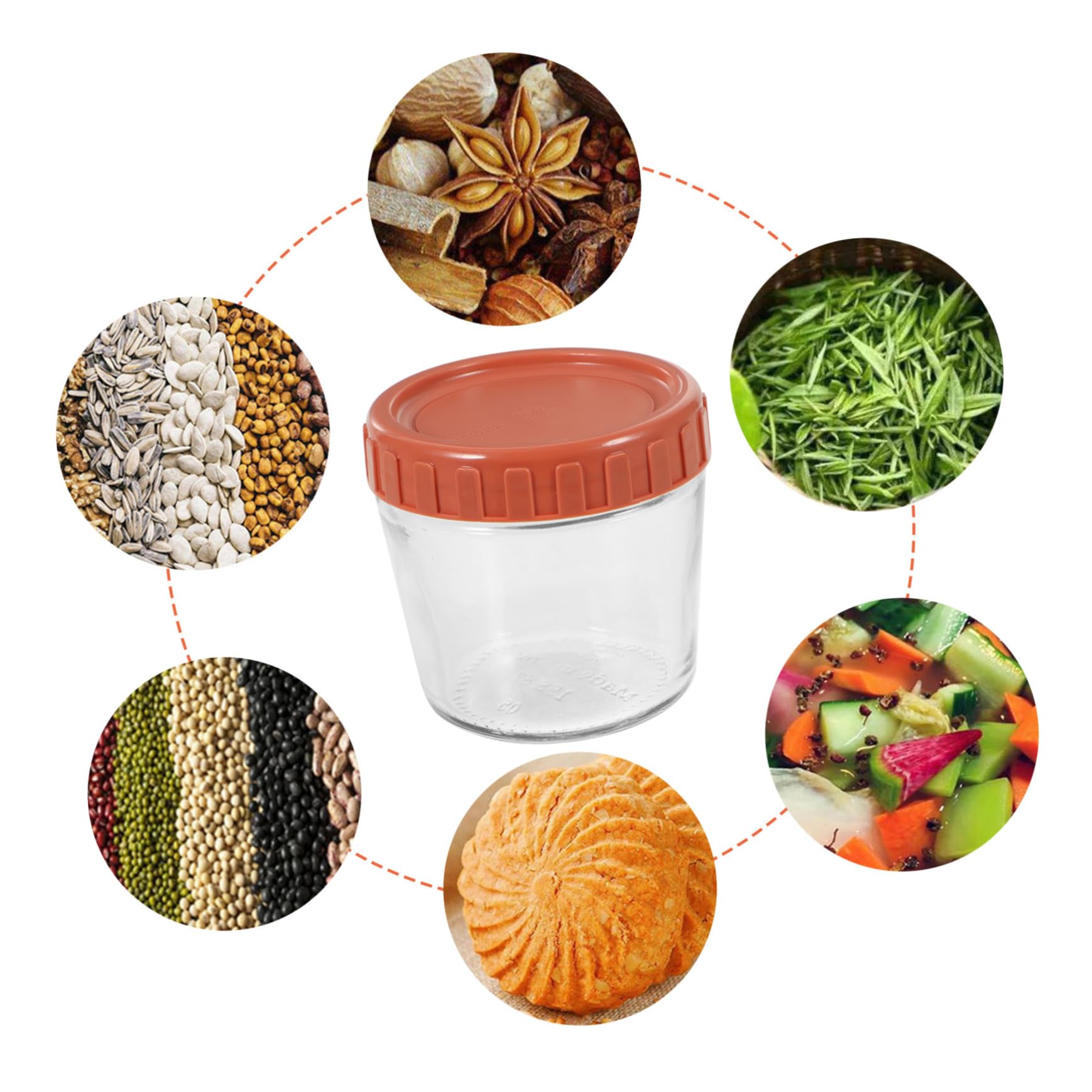 Mobestech Set de 4 Frascos de Vidrio Tapa de Silicona Sellada, Contenedores para Almacenar Alimentos Pequeños, Diseño Apilable y Fácil Acceso para Cocina y Yogur