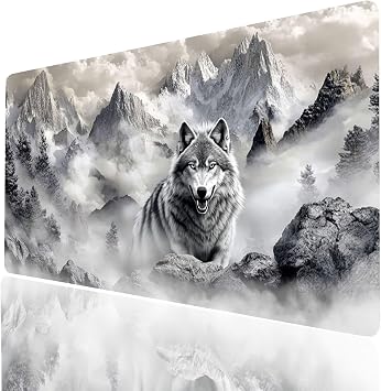Mouse Pad 28 x 12 x 0.12Inches, Wolf Large Mouse Pad Gaming Mountain, Waterproof Desk Mat Stitch The Edges, Mousepad Improve Accuracy and Speed, Office Desk Accessories for PC Home Decor Model-11172