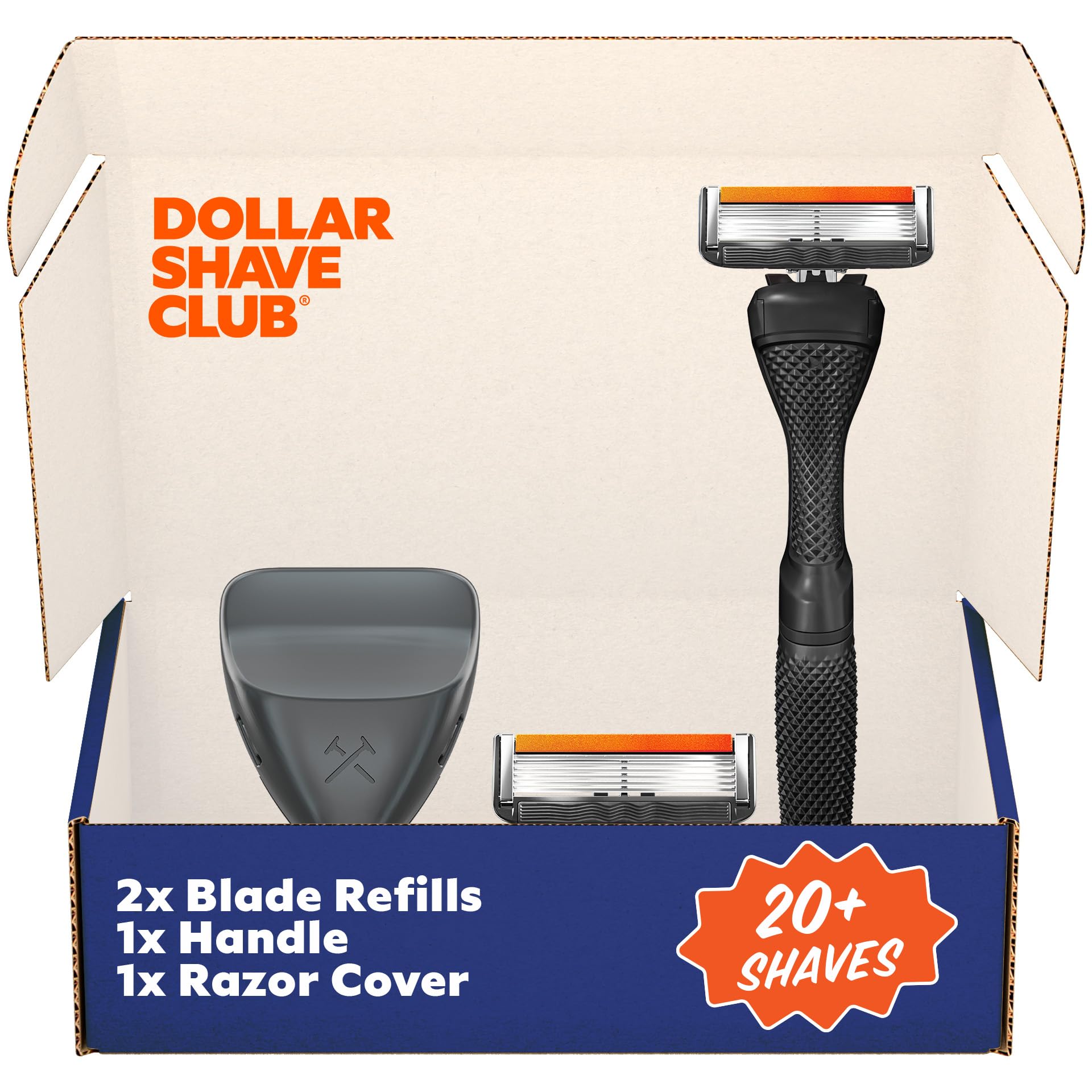 Dollar Shave Club The Guest Pass Shave Set 2 Extra Close Refill Cartridges 1 Handle Black 1 Razor