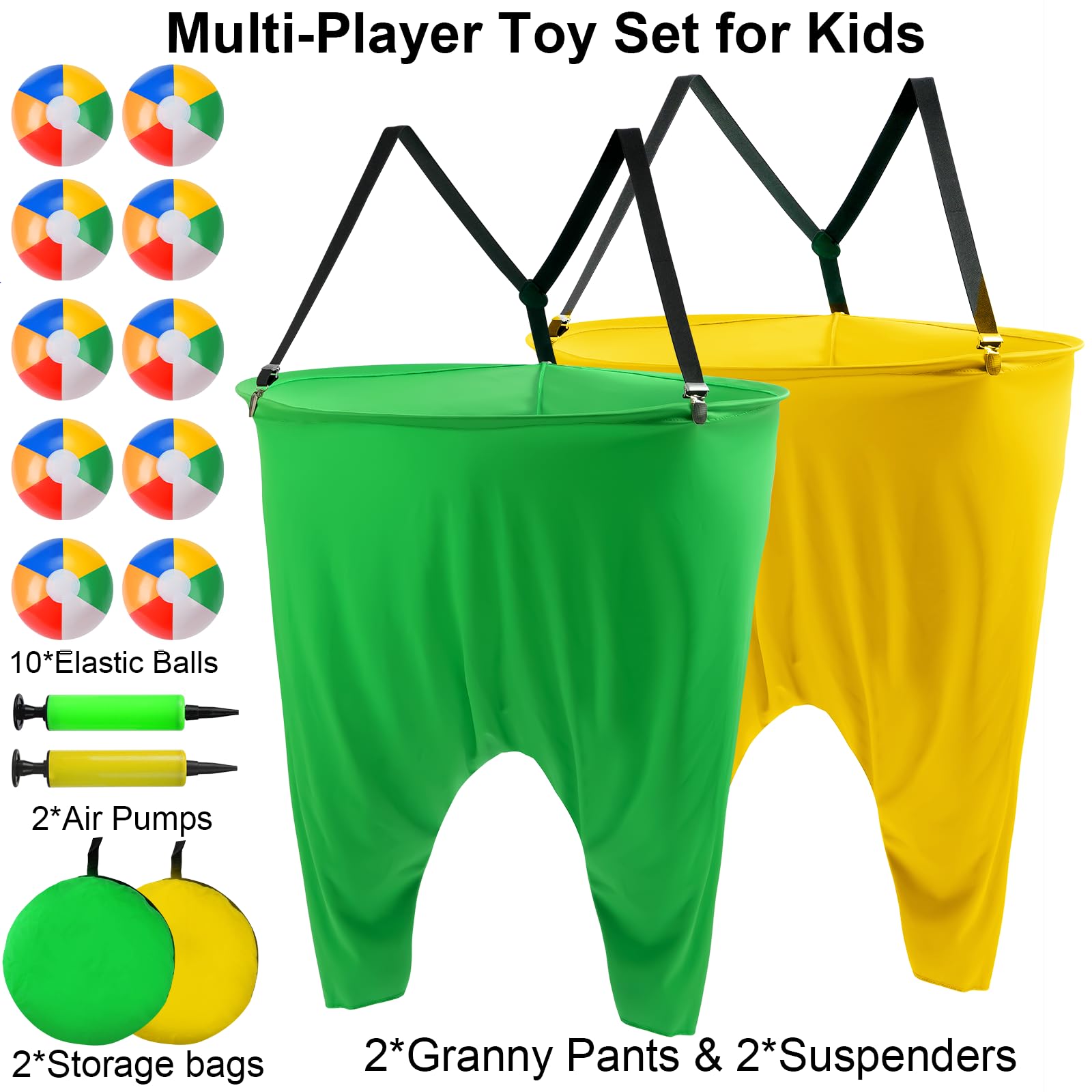 Ensemble de 17 Jeux de Pâques Granny Pants, 2 Jeux d'extérieur Pants surdimensionnés 10 balles, 2 Pompes à air et des Jeux de Lancer pour Adultes, Idéal pour fêtes, réunions familiales Jardin