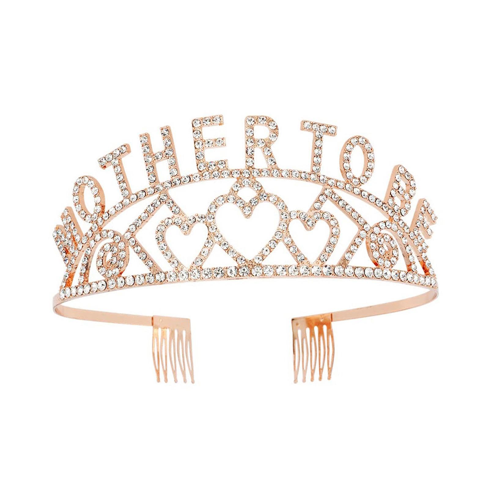 Crown Headband Hairband Headwear Rhinestone Crown for Prom Photography Women Rose gold-image-29