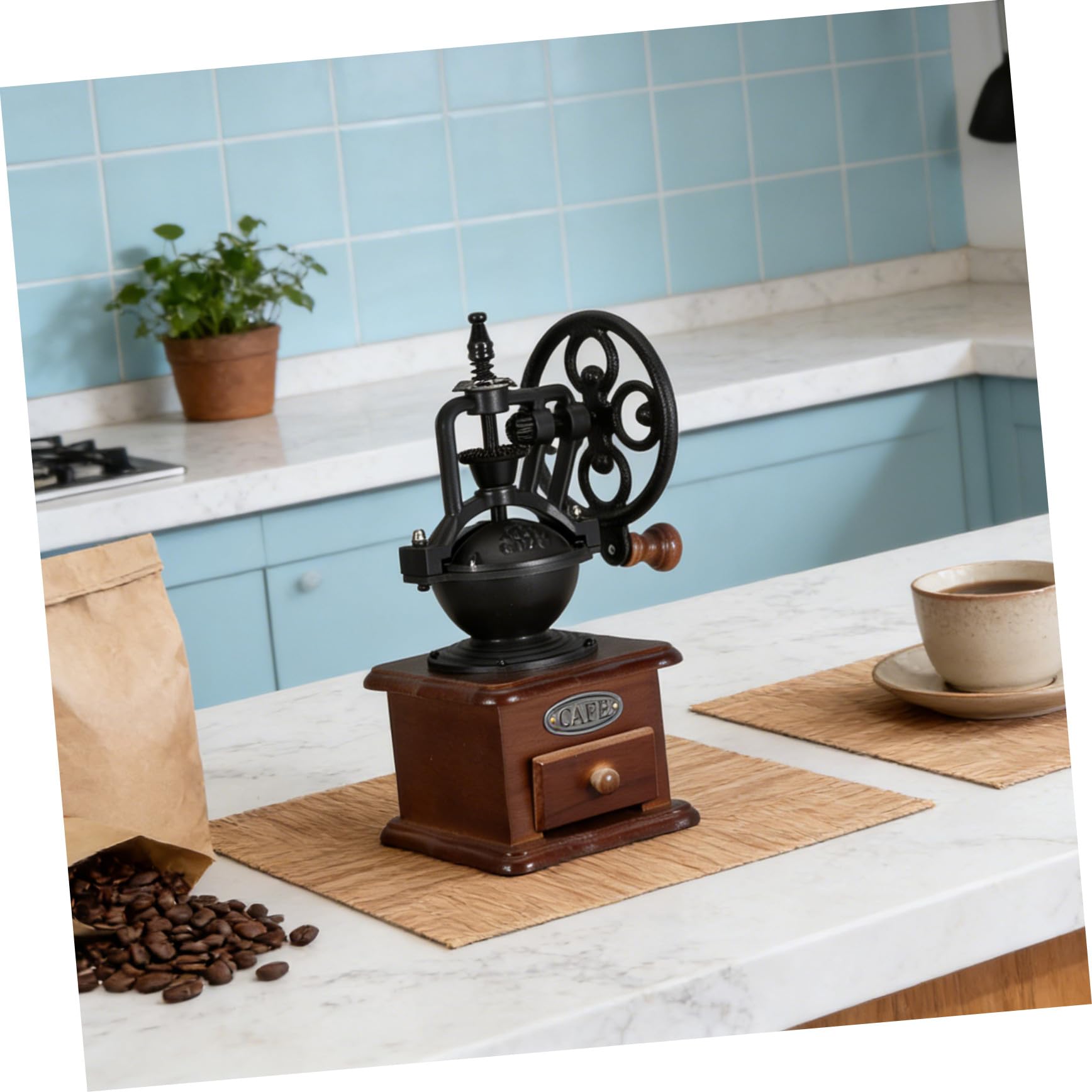 TOYANDONA Molinillo Manual de Café de Madera Vintage con Manivela Compacto y Portátil Molinillo para Granos Moler Café para Espresso y Uso Cocina