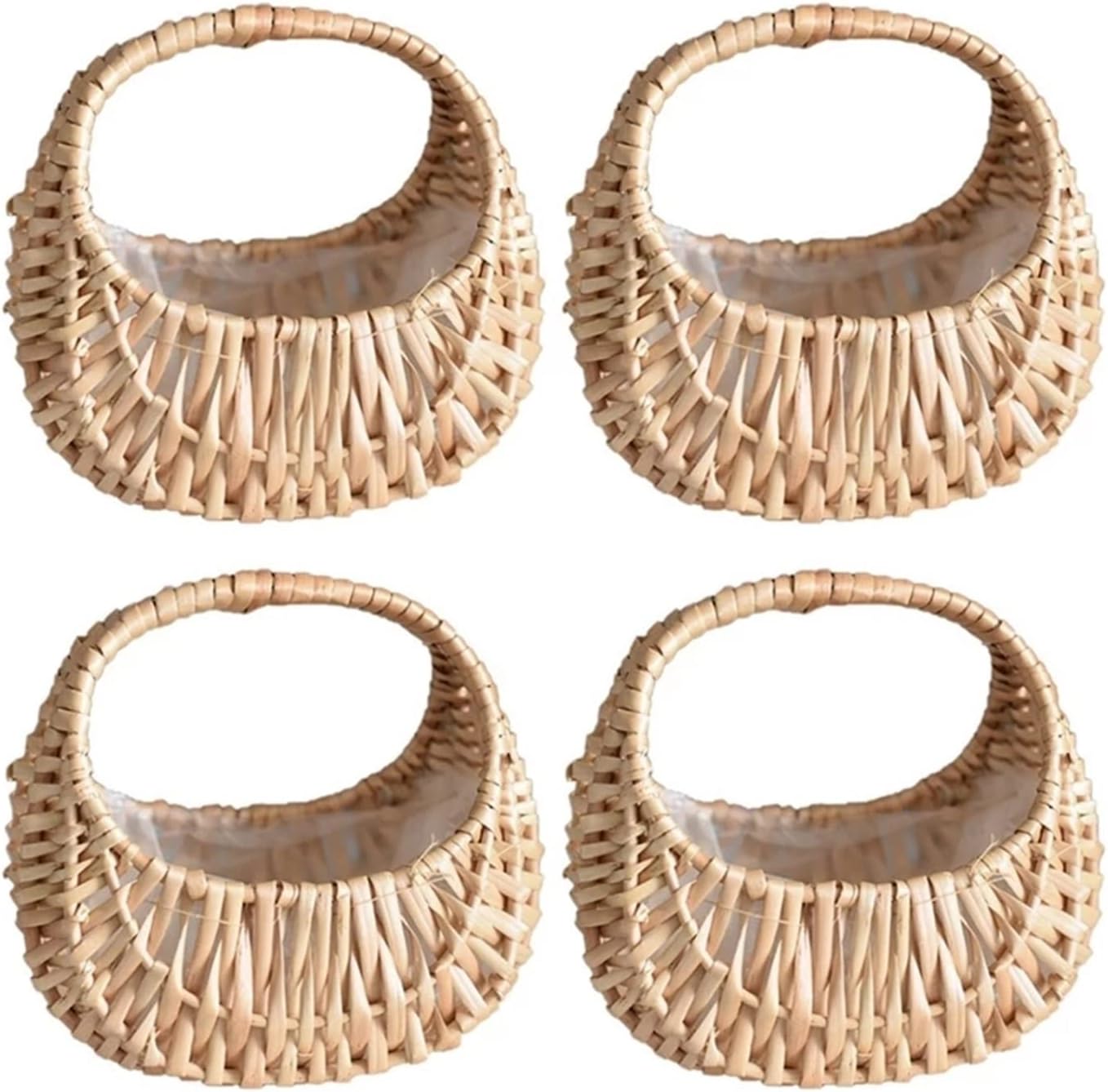 4 Pcs Hand-Held Flower Arrangement Basket Hand-Woven Flower Pot Storage Basket Flower Girl Basket Home Decor