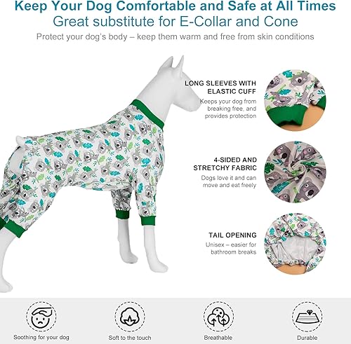 Miniatura 5 de LovinPet Camisa para perro  Camisa calmante para la ansiedad, mameluco para perro que no se lame, estampado de eucalipto de tela ligera, pijama para