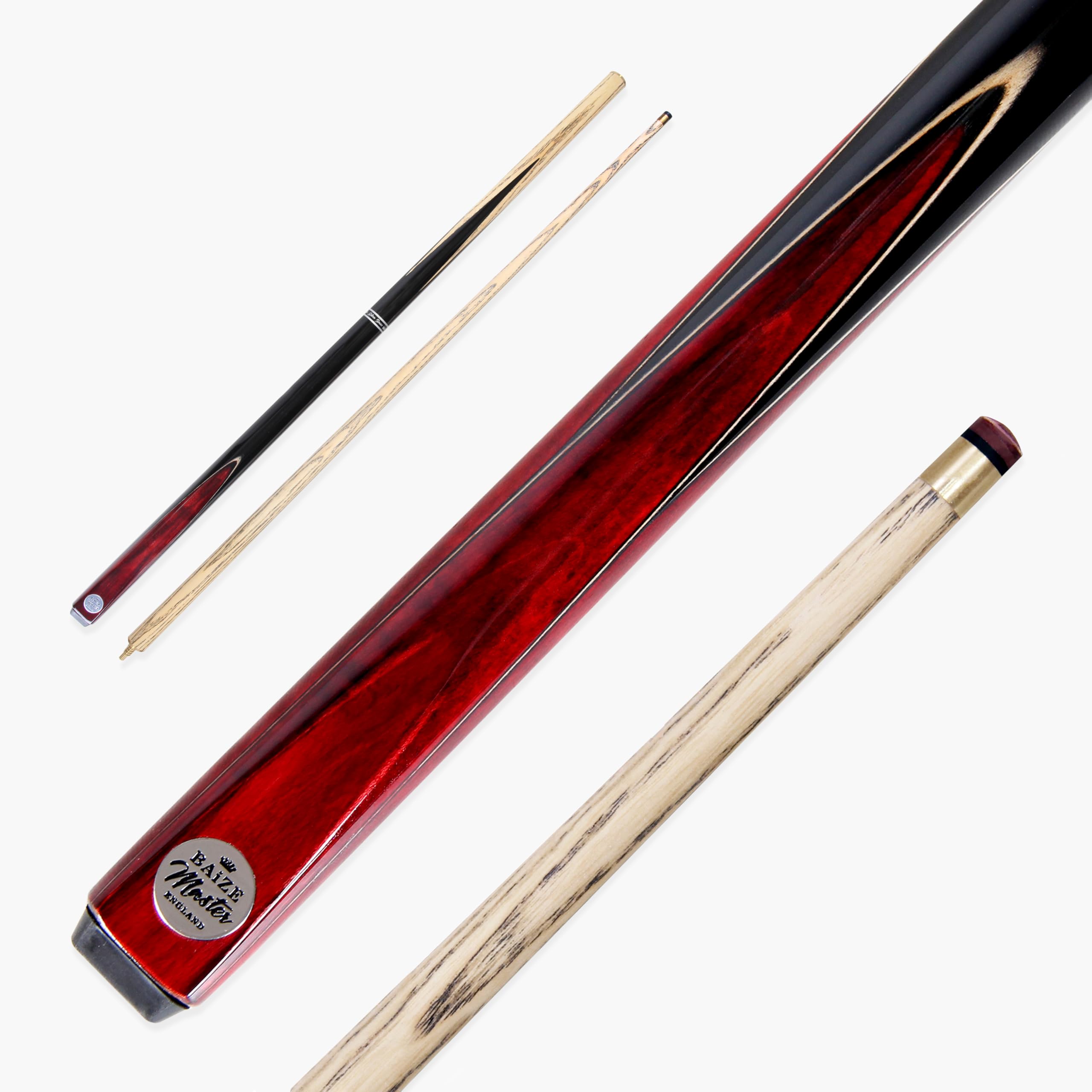 BAIZE MASTER Silver Series 57 Inch VICTORY 2 Piece Centre Joint Snooker Pool Ash Cue Set 9.5mm Tip (Red Cue Only)