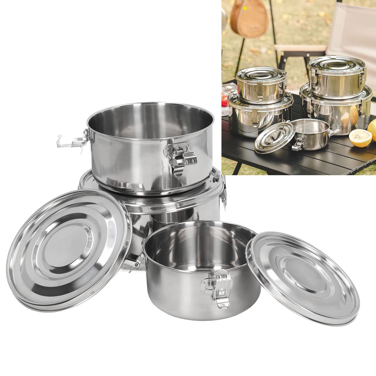 3 PCS Tazones con aislamiento térmico, lonchera, lonchera portátil de acero inoxidable, lonchera portátil reutilizable fácil de lavar para alimentos, frutas y verduras