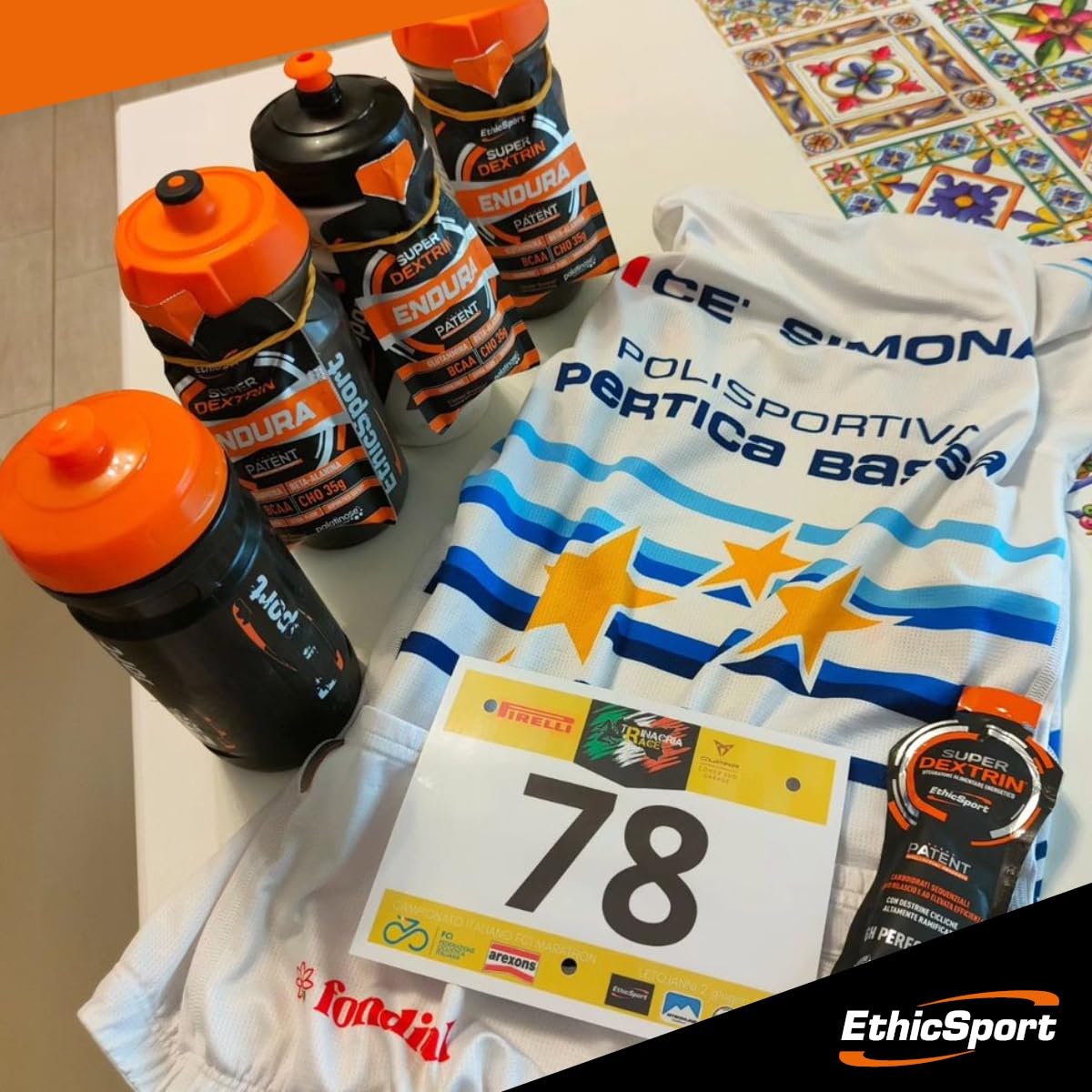 EthicSport - Super Dextrin Gel - Confezione da 45 x 55 ml - Gusto: Arancia - Integratore alimentare energetico a base di carboidrati di nuova generazione a cessione energetica differenziata