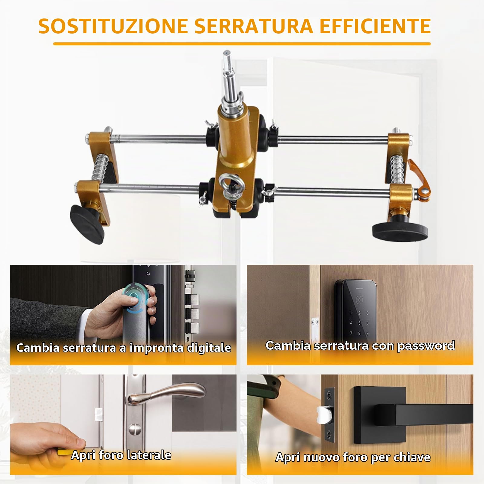 Kit di Apertura Foro Serratura Porta,Mortasatrice Kit di Installazione Jig | Sega a Tazza per Serratura Porta Apriscatole,con 3 Pezzi di Iame in Acciaio al Tungsteno in Legno Massello