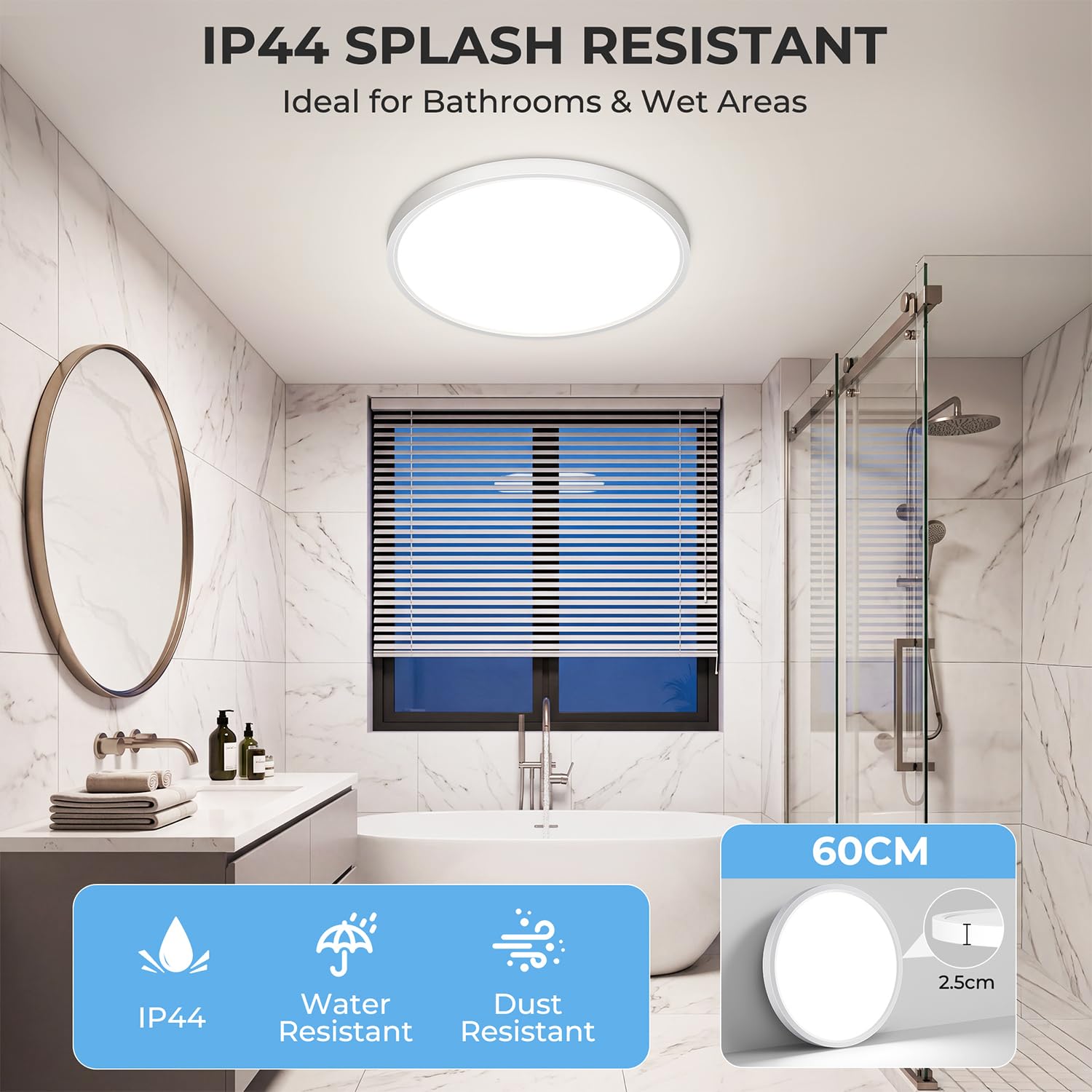 Plafon LED Techo Regulable 40W 4200LM con Mando a Distancia IP44 Ø60cm | Plafones para Techo LED 3000K-6500K Ajustable, Lampara de Techo LED Redonda Ultrafina con Memoria y Luz Nocturna