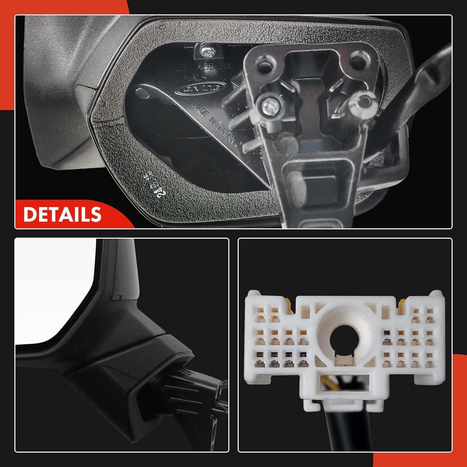 A-Premium Driver Side Power Door Mirror - Compatible with Hyundai Palisade 2020 2021 2022 - Heated Manual Folding Smooth Black Outside Rear View Mirror