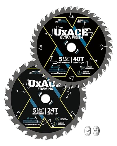 Miniatura 17 de Hoja de sierra circular de 5-1/2 pulgadas y 40 dientes con eje de 10 mm, corte de madera de ultra acabado, punta de carburo, corte fino, para madera