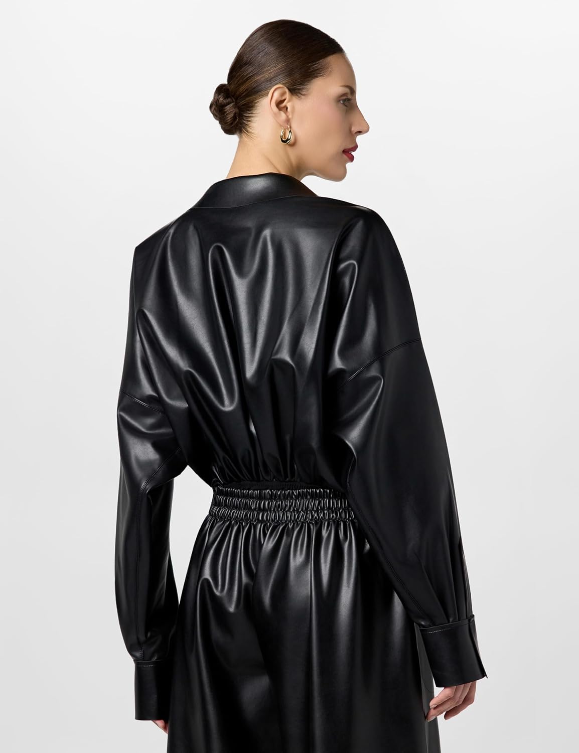 NORMA KAMALI Super Oversized Boyfriend NK Shirt Bodysuit, Black, S