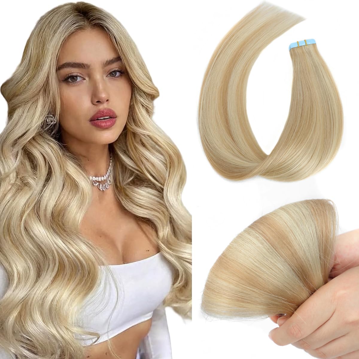 Human Hair Tape-In Extensions 14in 40g 20pcs Invisible Seamless AGMITY Tape in Human Hair Extensions Darkest Brown 14 20pcs  main image 2