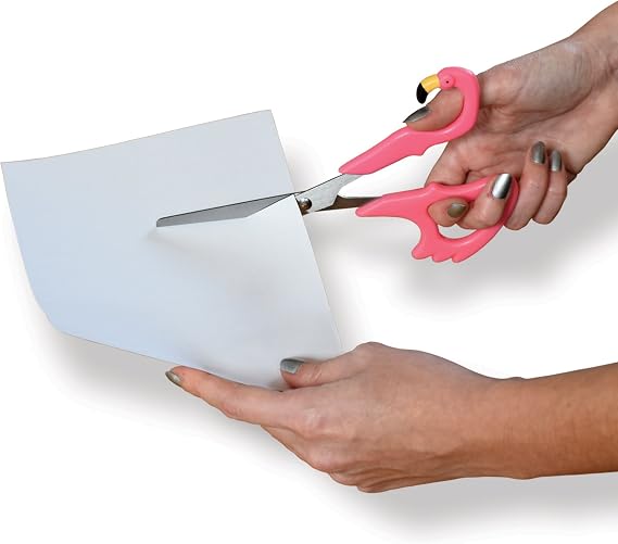 Flamingo Scissors - Pink Plastic Handled Animal Scissors with 4-Inch/10 cm Steel Blades - Right-Handed - Stationery and Office Supplies
