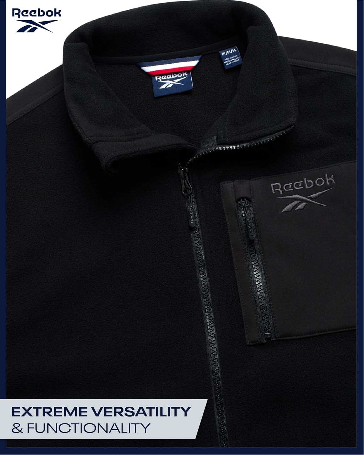 Reebok Mens Fleece Jacket - Lightweight Polar Fleece Zip Up Winter Softshell Jacket Men with Pockets for Hiking and Workout - Image 6