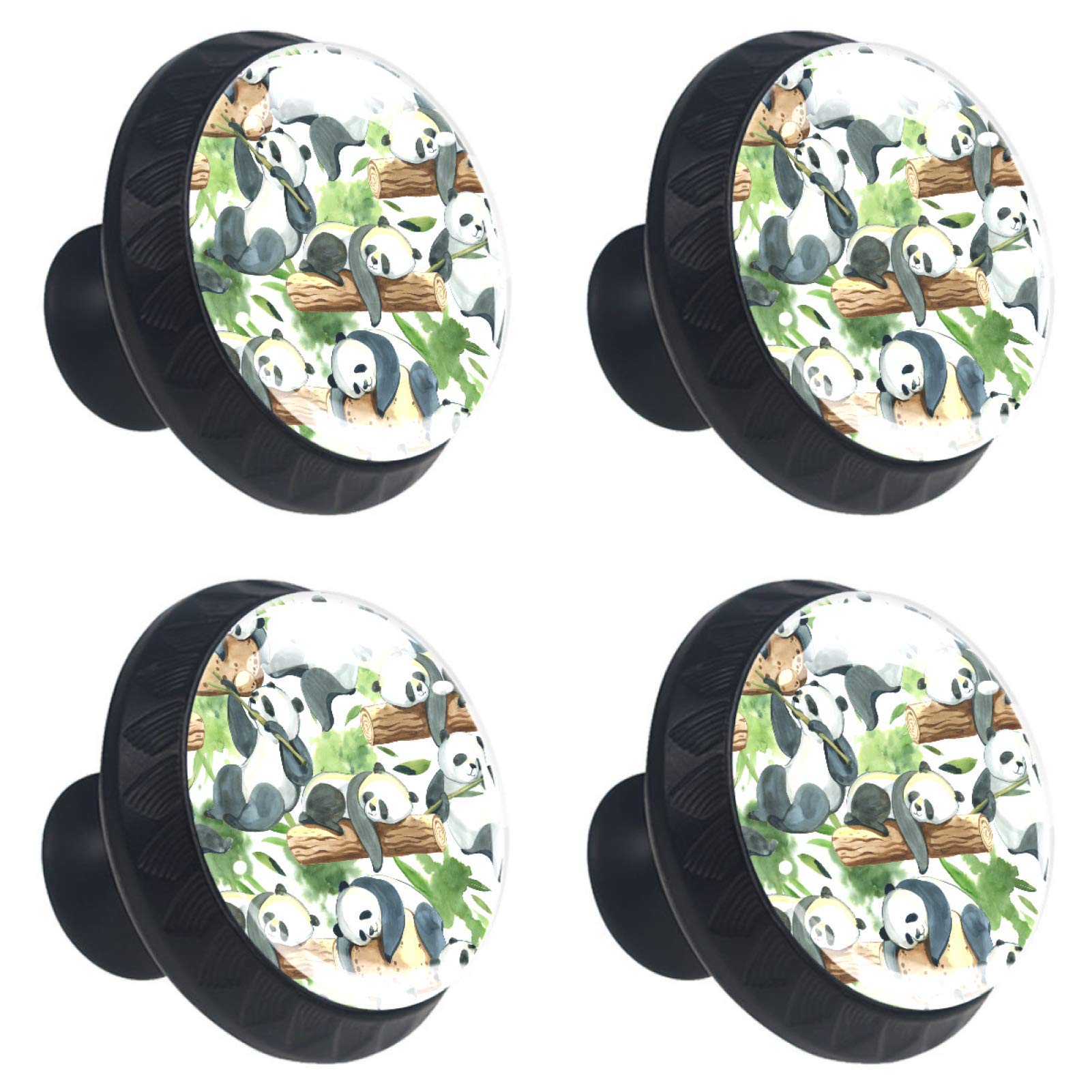 Boutons de tiroir en verre panda vert pour décorer la chambre d'enfant ou égayer votre cuisine