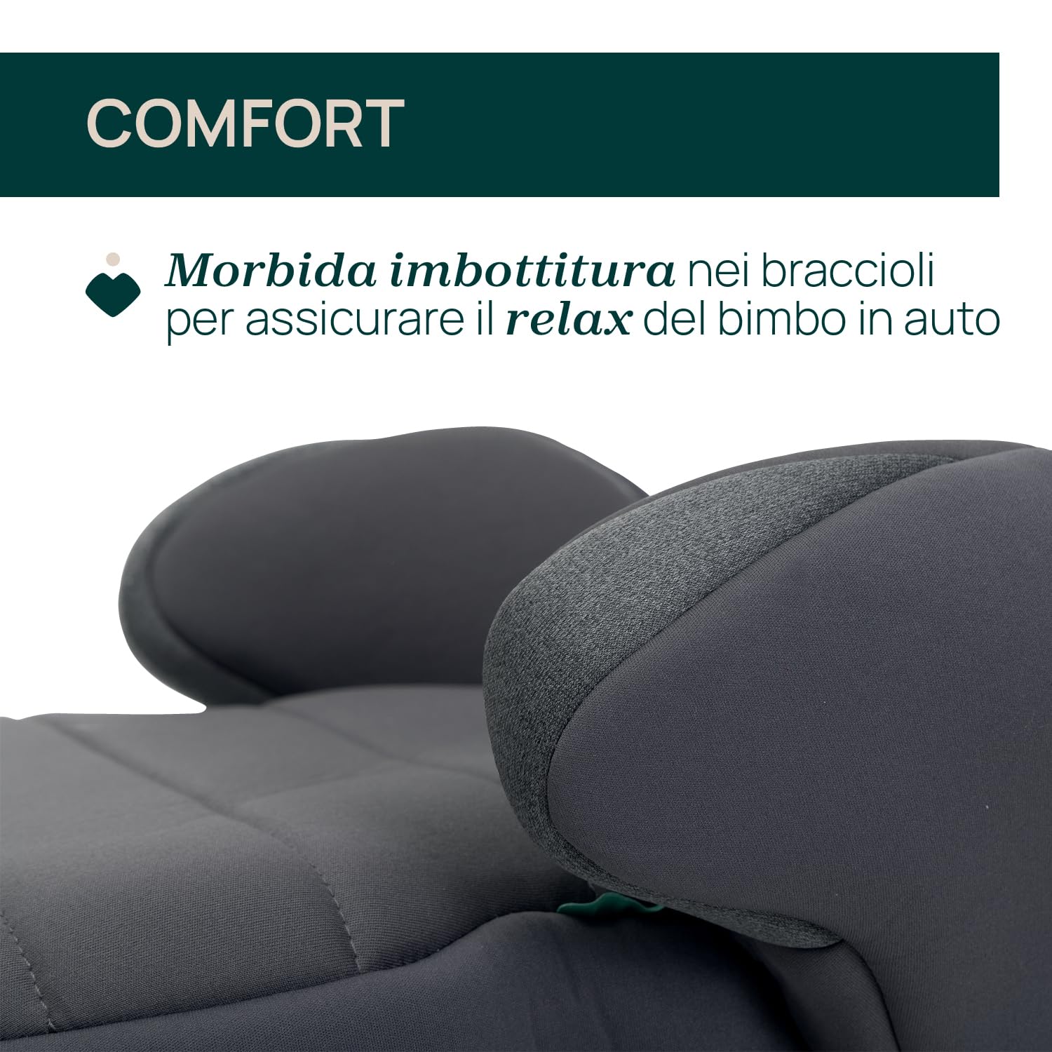 Chicco, Quasar Fix i-Size, Seggiolino Auto Bambini 7-12 Anni (126-150 cm), Facile da Installare con Sistema Isofix, con Braccioli Imbottiti e Seduta Confortevole, Grigio