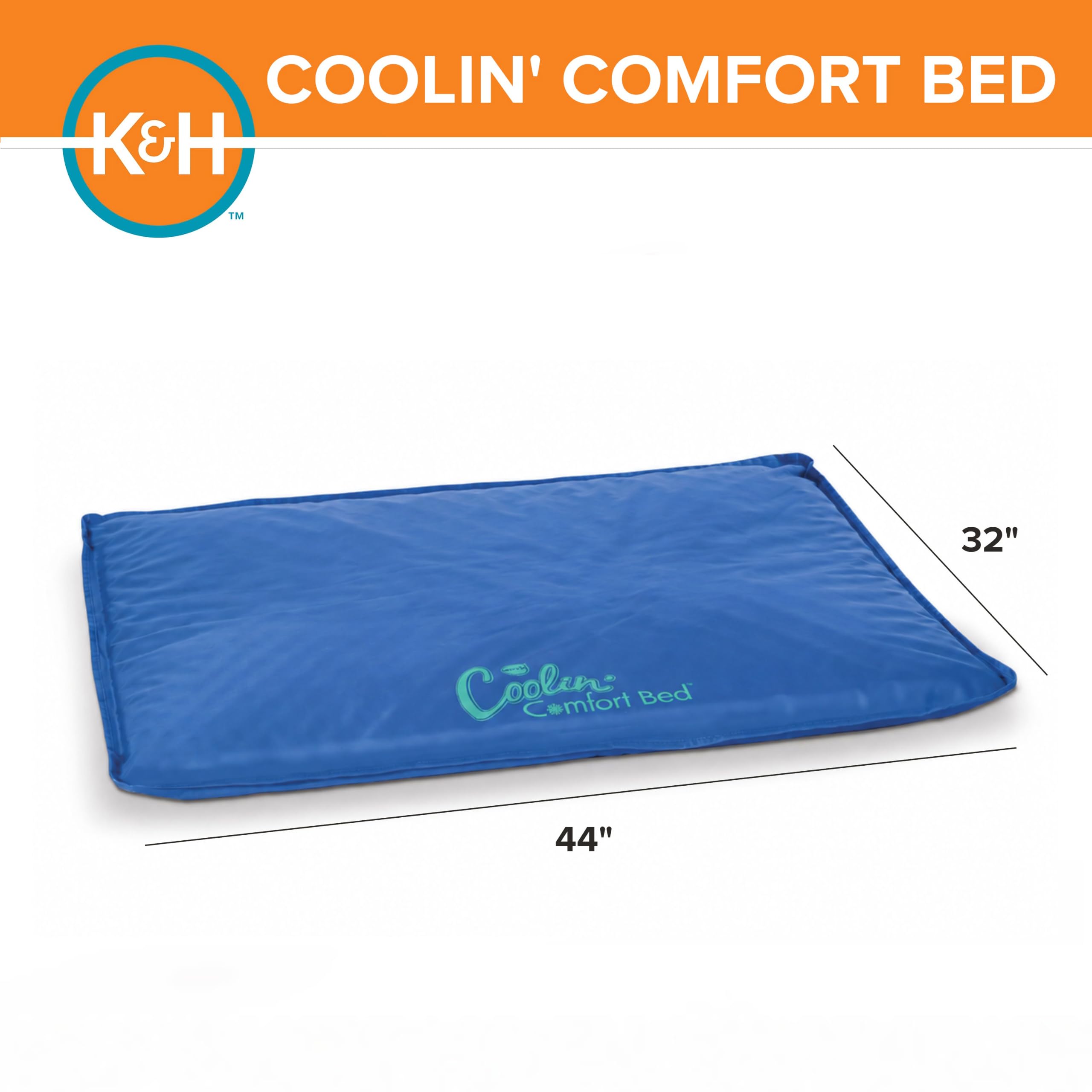 K&H Pet | Cuccia imbottita rinfrescante per cani e gatti Cushioned Cooling Bed | Blu | Large