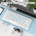ATTACK SHARK Ajazz AK820 Clé mécanique avec CNC Contrôle du bouton,75% Clavier de montage et amovible USB Clavier de jeu filaire pour Win/Mac, Lumière Bleue,NKRO,Commutateur de Clicky Bleu(Blanc)