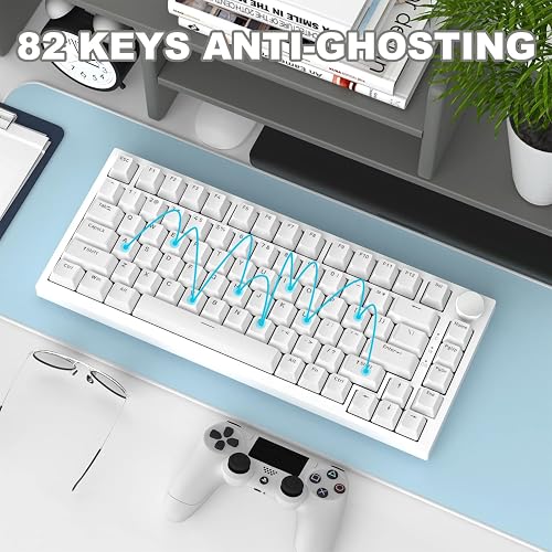 AJAZZ AK820 75% Mechanical Gaming Keyboard, Hot-Swap Blue Switch, White - 8
