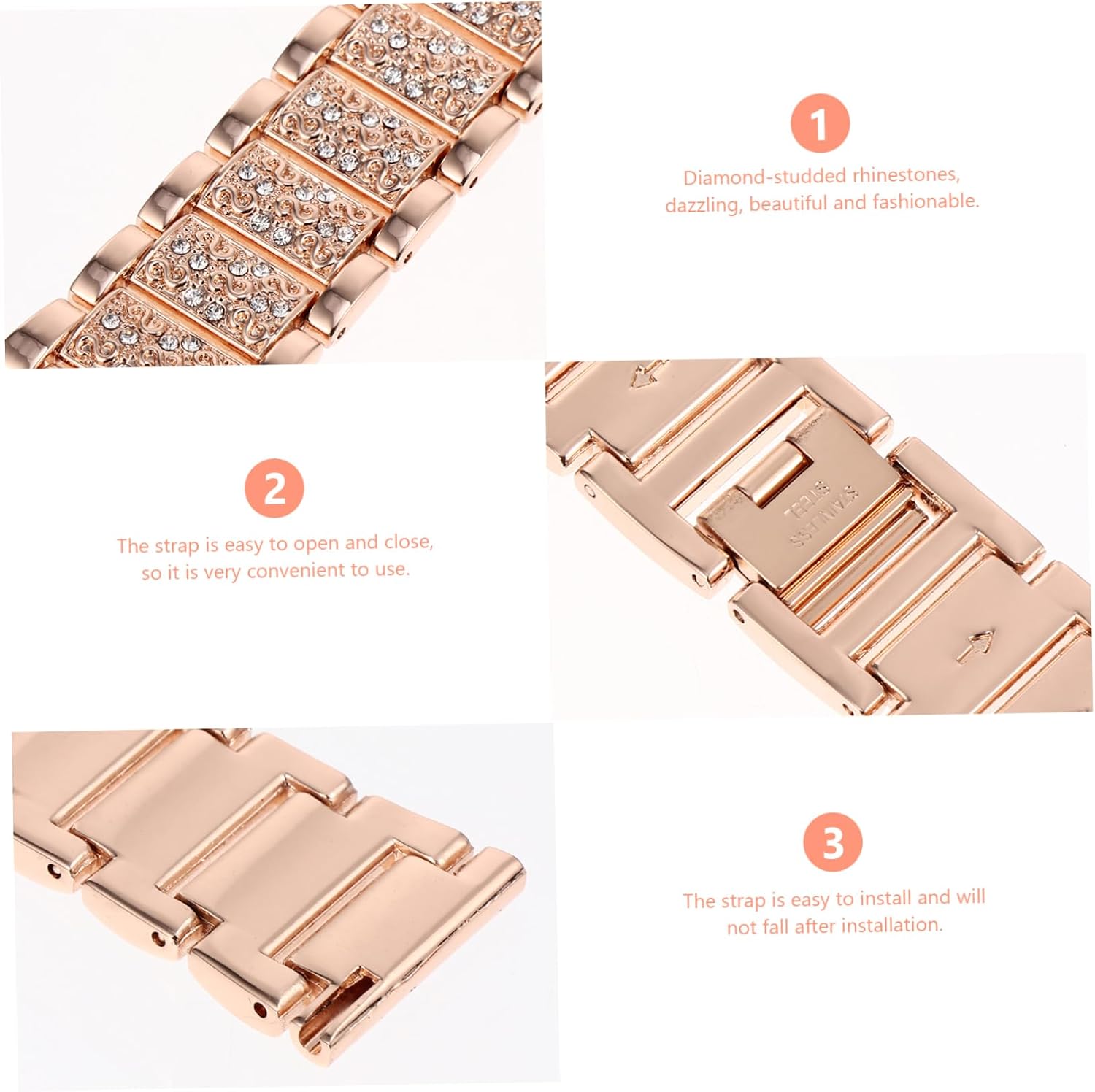 OSALADI 1pc Creative Rhinestone Replacement Watch Strap Compatible for Samsung Watch Fashionable Band Dazzling Design Comfortable Fit for Friends and Family
